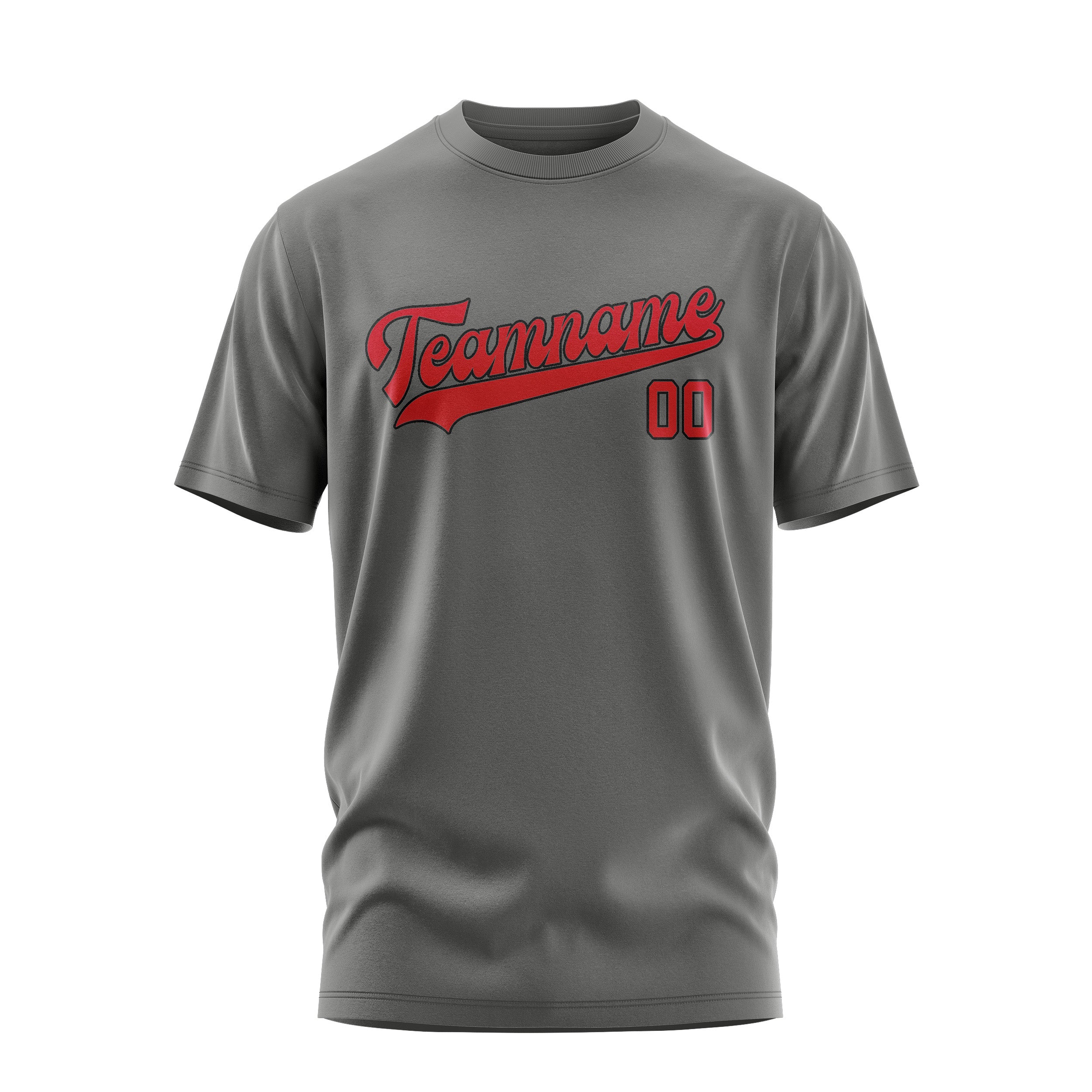 Maßgeschneidertes Dunkelgrau Rot T-Shirt