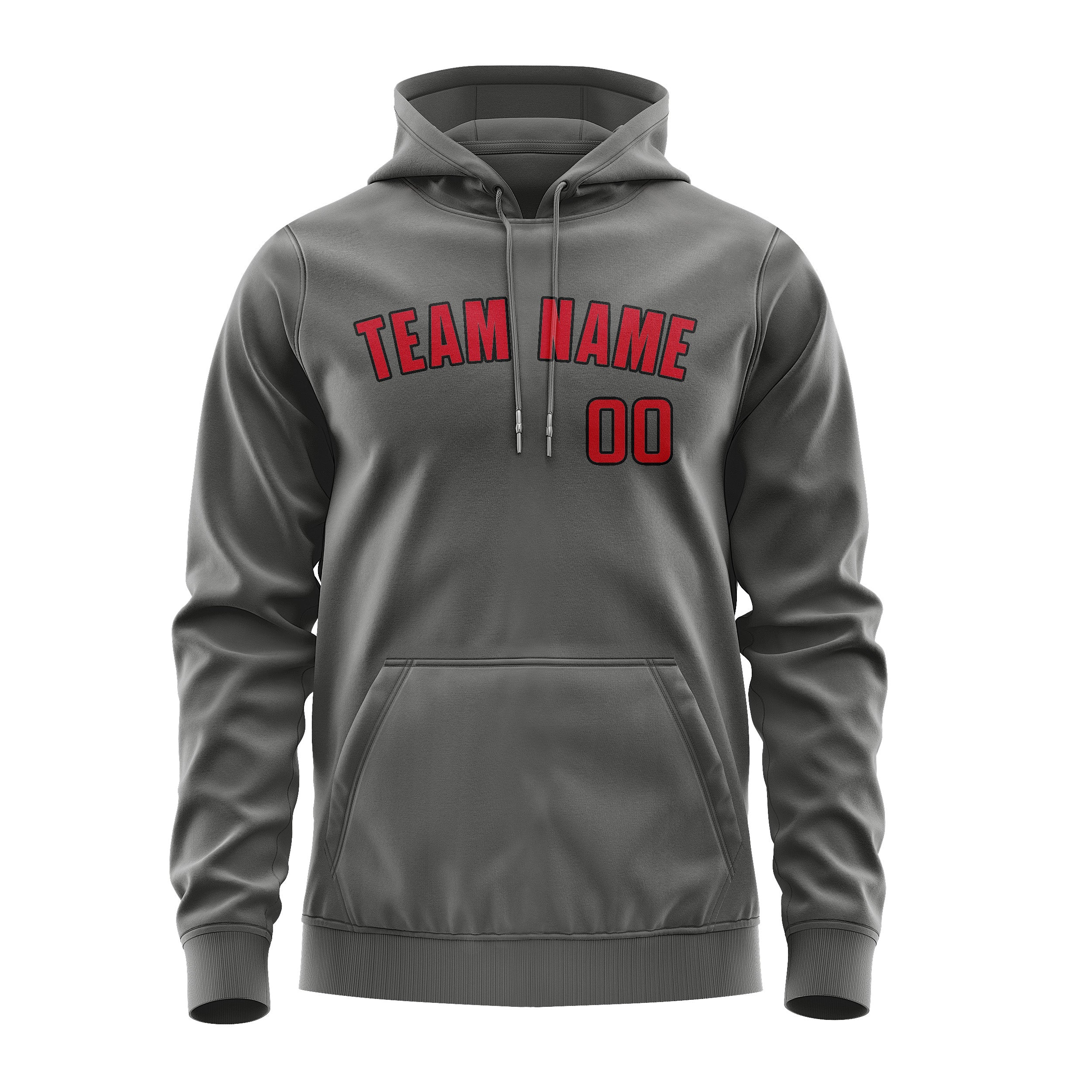 Maßgeschneidertes Dunkelgrau Rot Hoodie