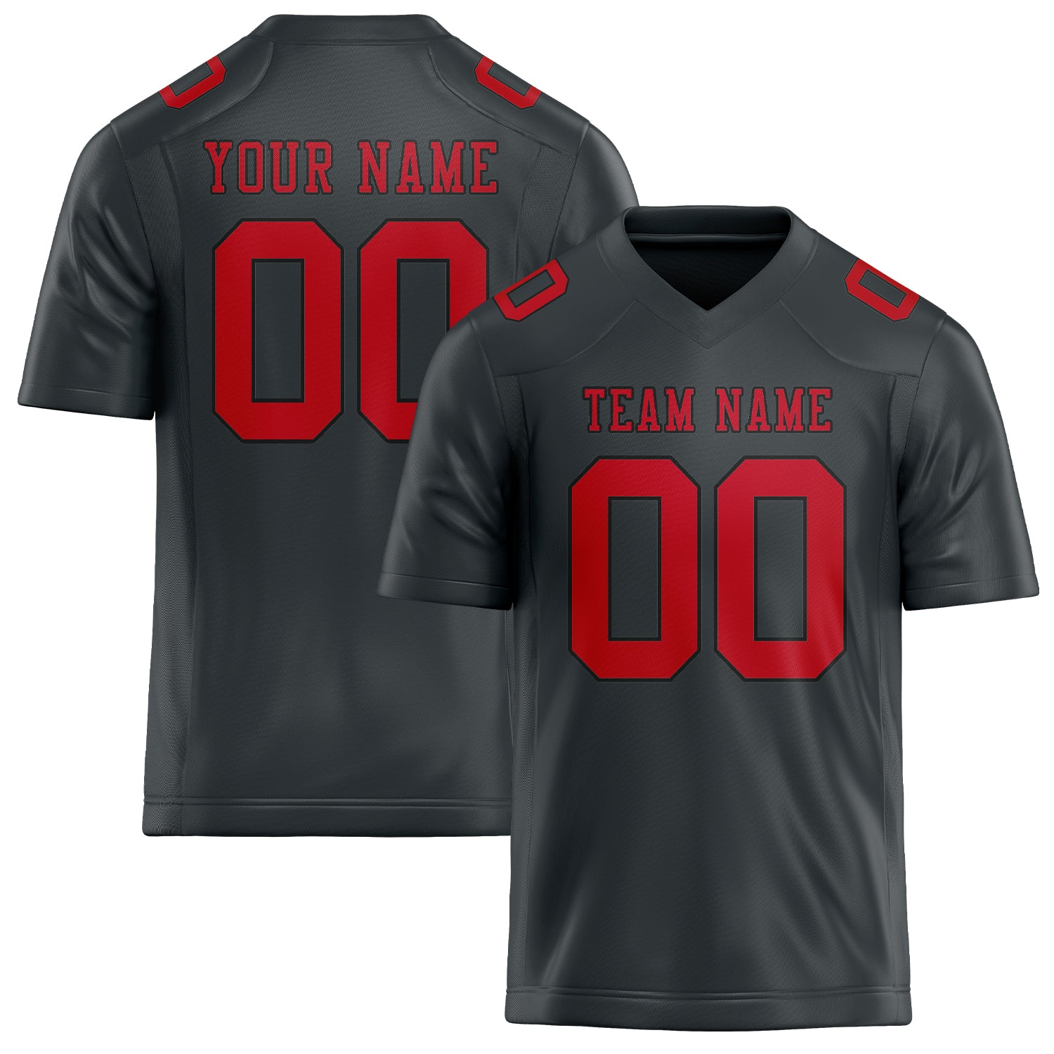 Maßgeschneidertes Professionelles Dunkelgrau Rot Rugbytrikot