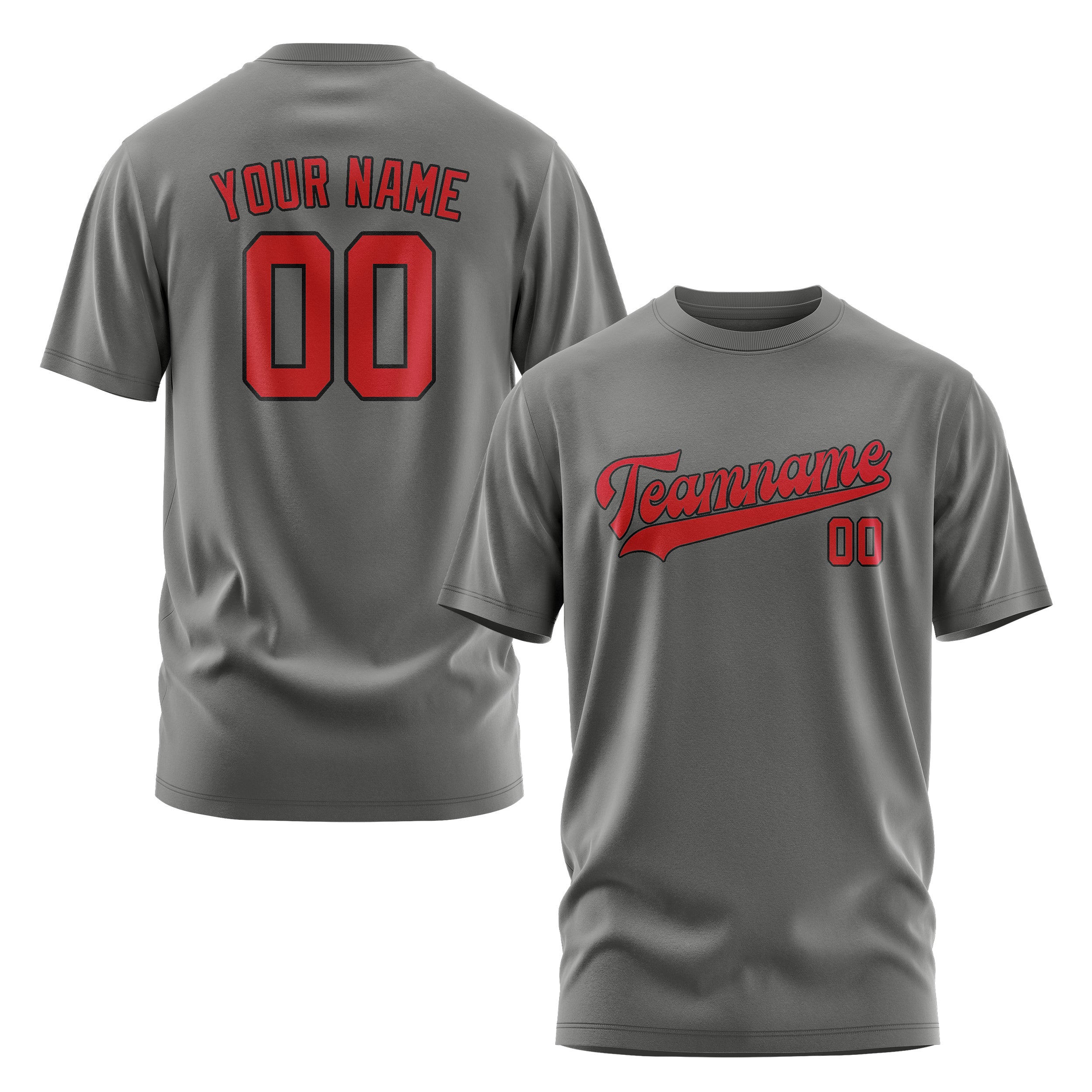 Maßgeschneidertes Dunkelgrau Rot T-Shirt
