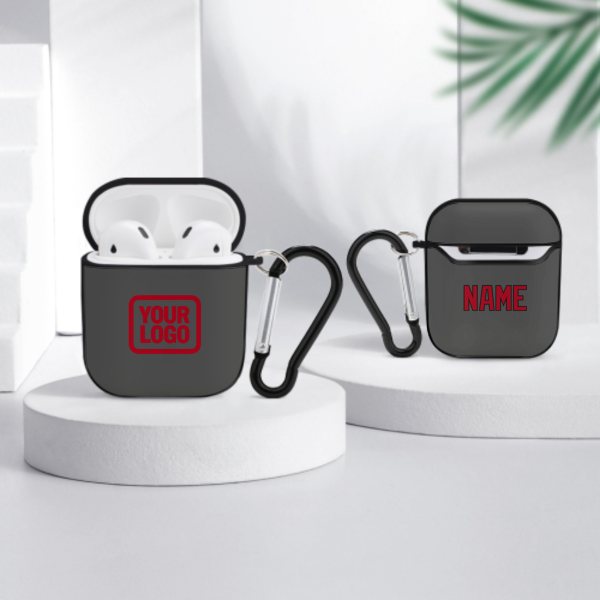 Maßgeschneidertes Dunkelgrau Rot AirPods-Hülle