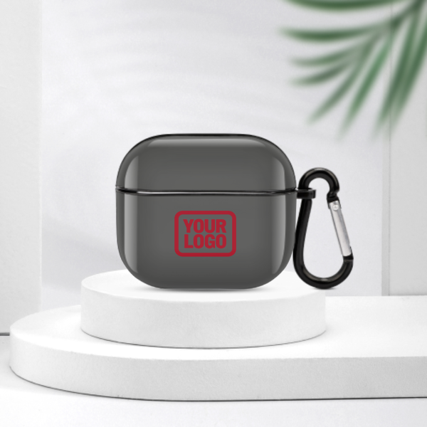 Maßgeschneidertes Dunkelgrau Rot AirPods-Hülle (3. Generation)