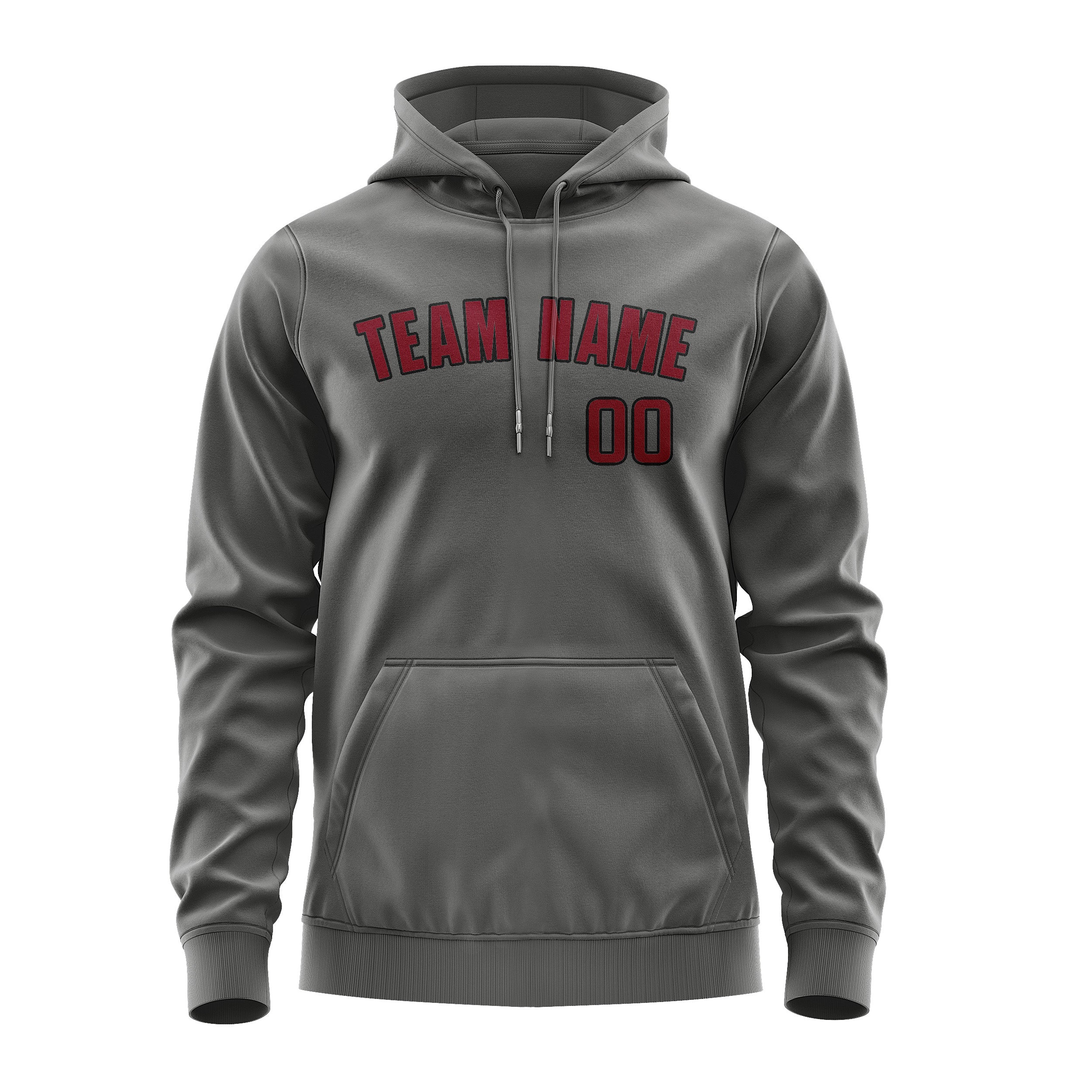 Maßgeschneidertes Dunkelgrau Karmesinrot Hoodie