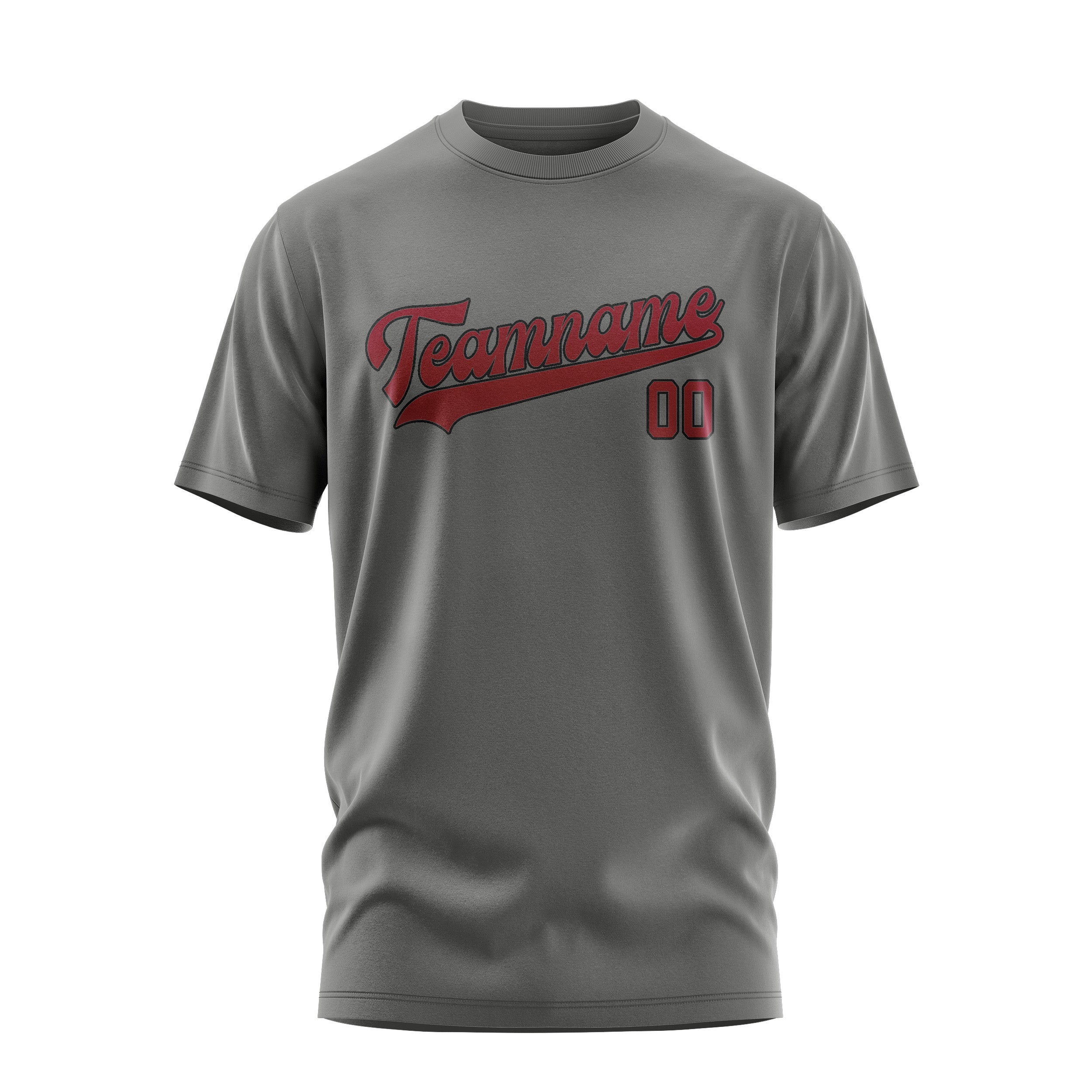 Maßgeschneidertes Dunkelgrau Karmesinrot T-Shirt