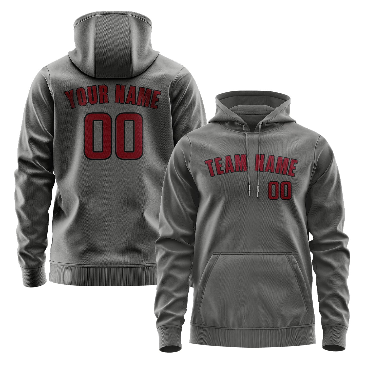 Maßgeschneidertes Dunkelgrau Karmesinrot Hoodie