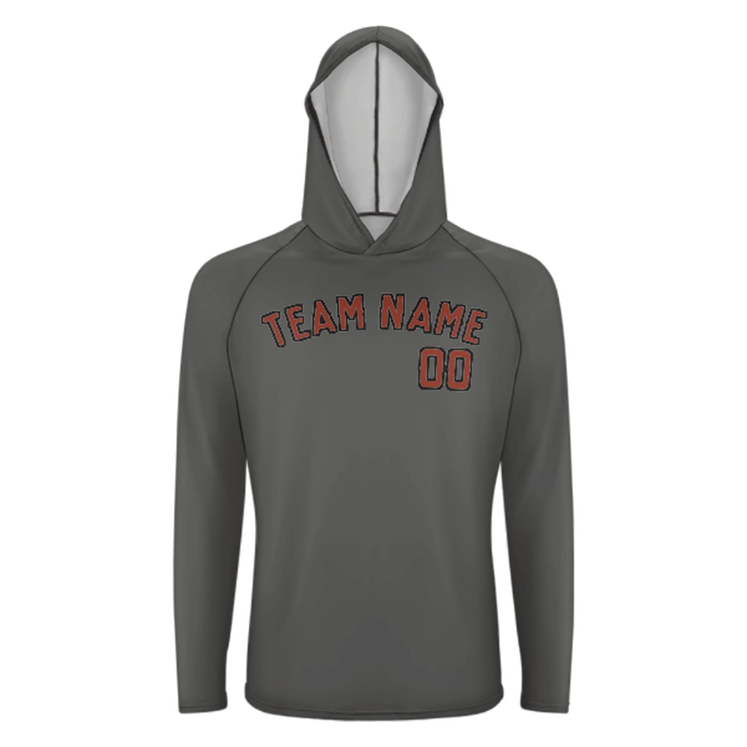 Maßgeschneidertes Dunkelgrau Korallenrot UV-Hoodie