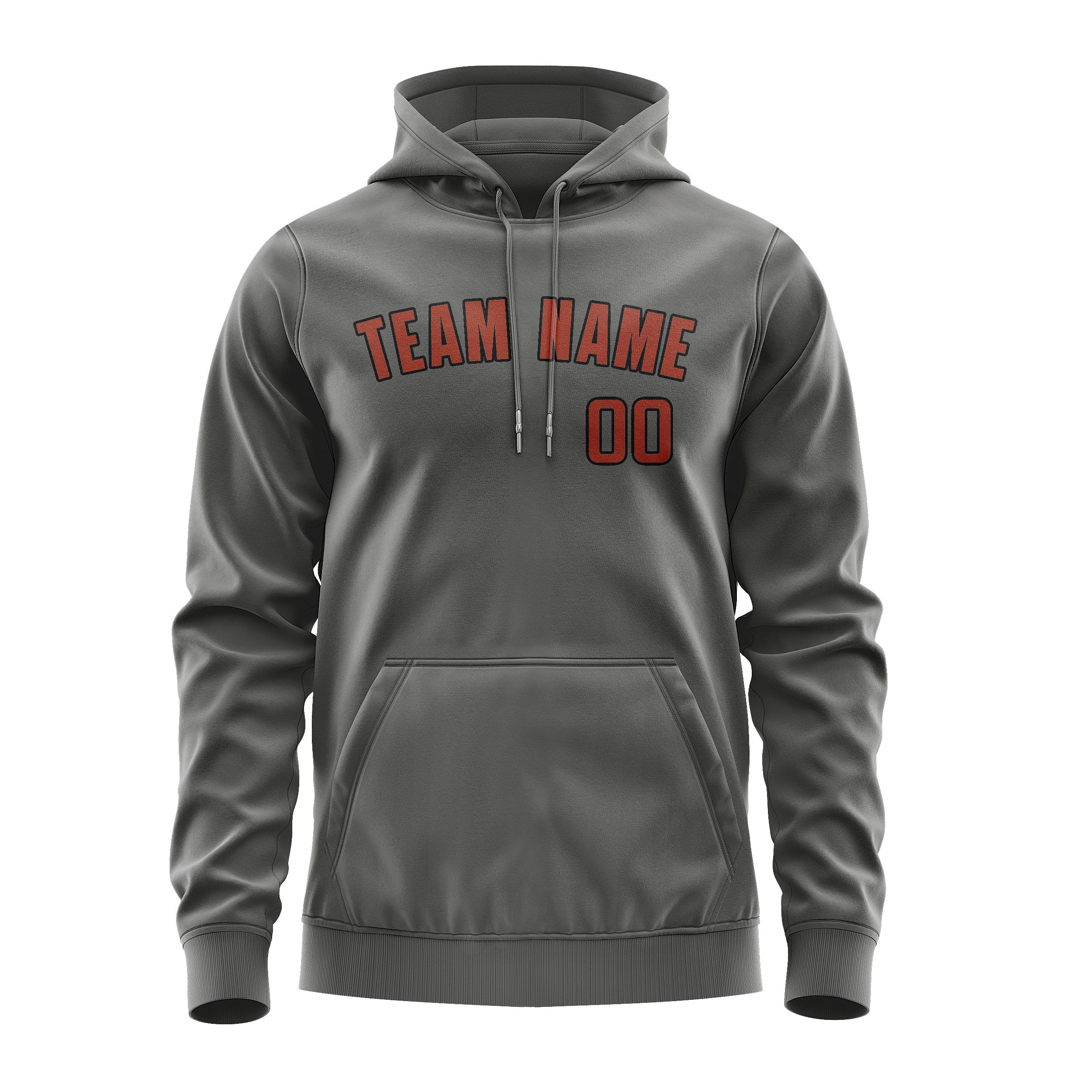 Maßgeschneidertes Dunkelgrau Korallenrot Hoodie