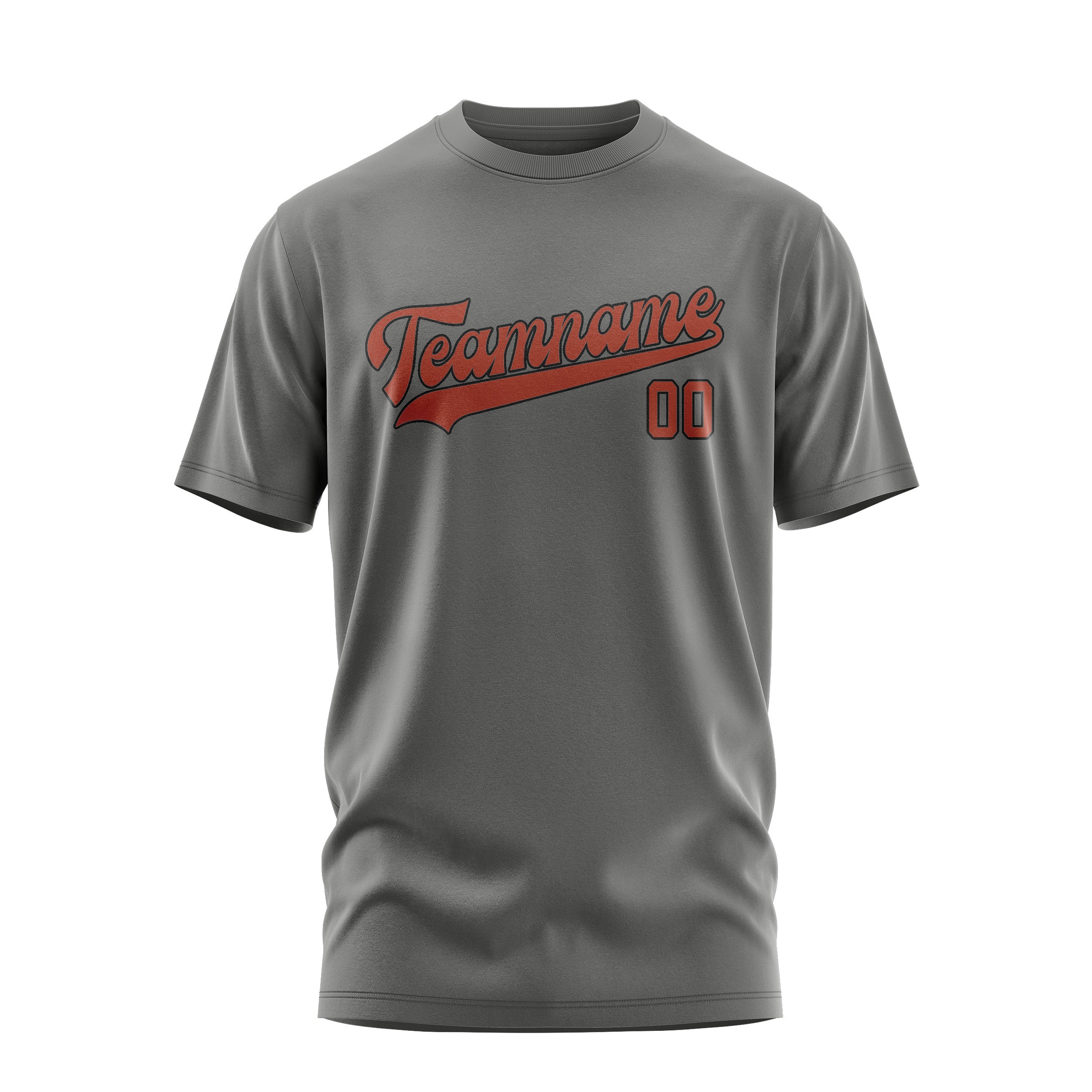 Maßgeschneidertes Dunkelgrau Korallenrot T-Shirt