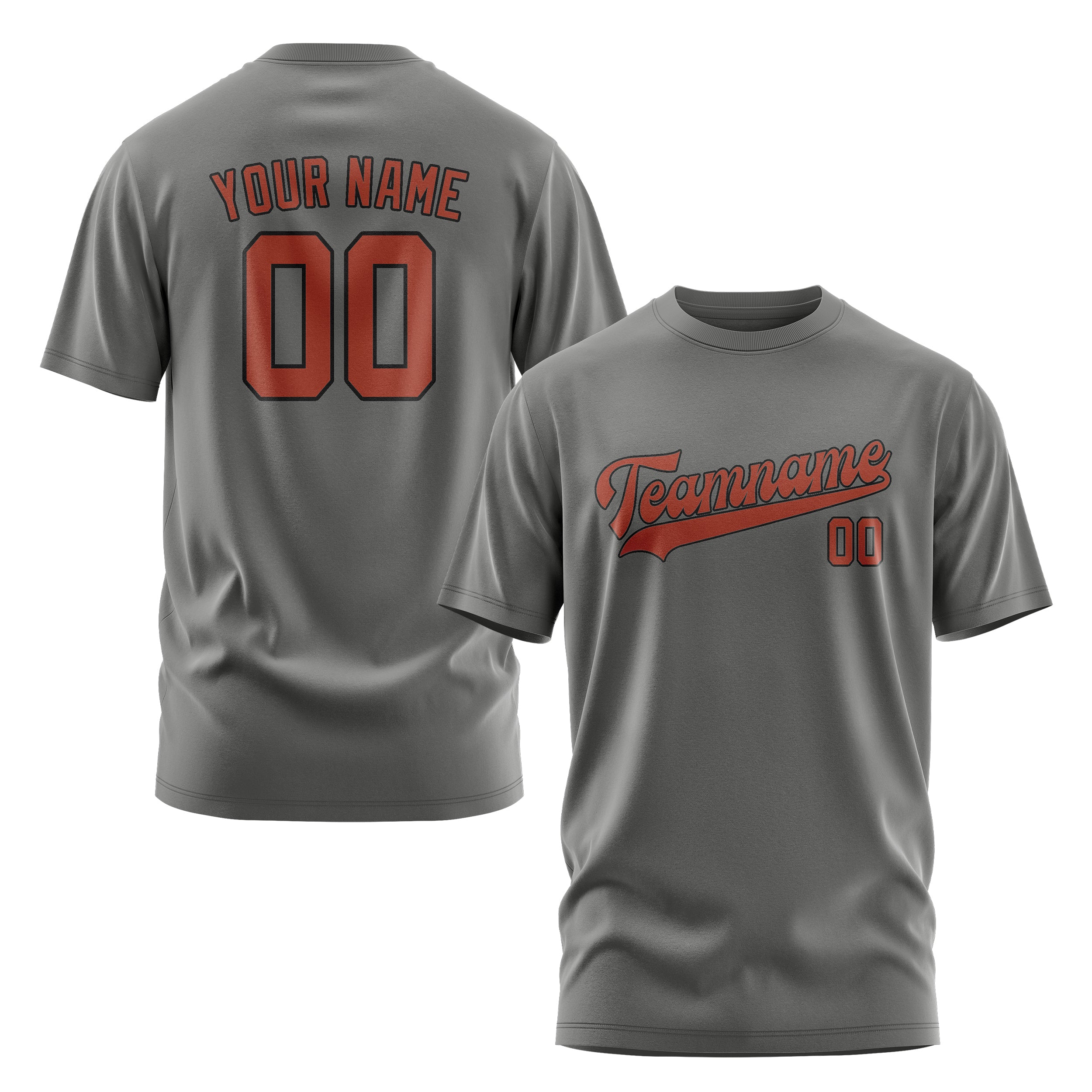 Maßgeschneidertes Dunkelgrau Korallenrot T-Shirt