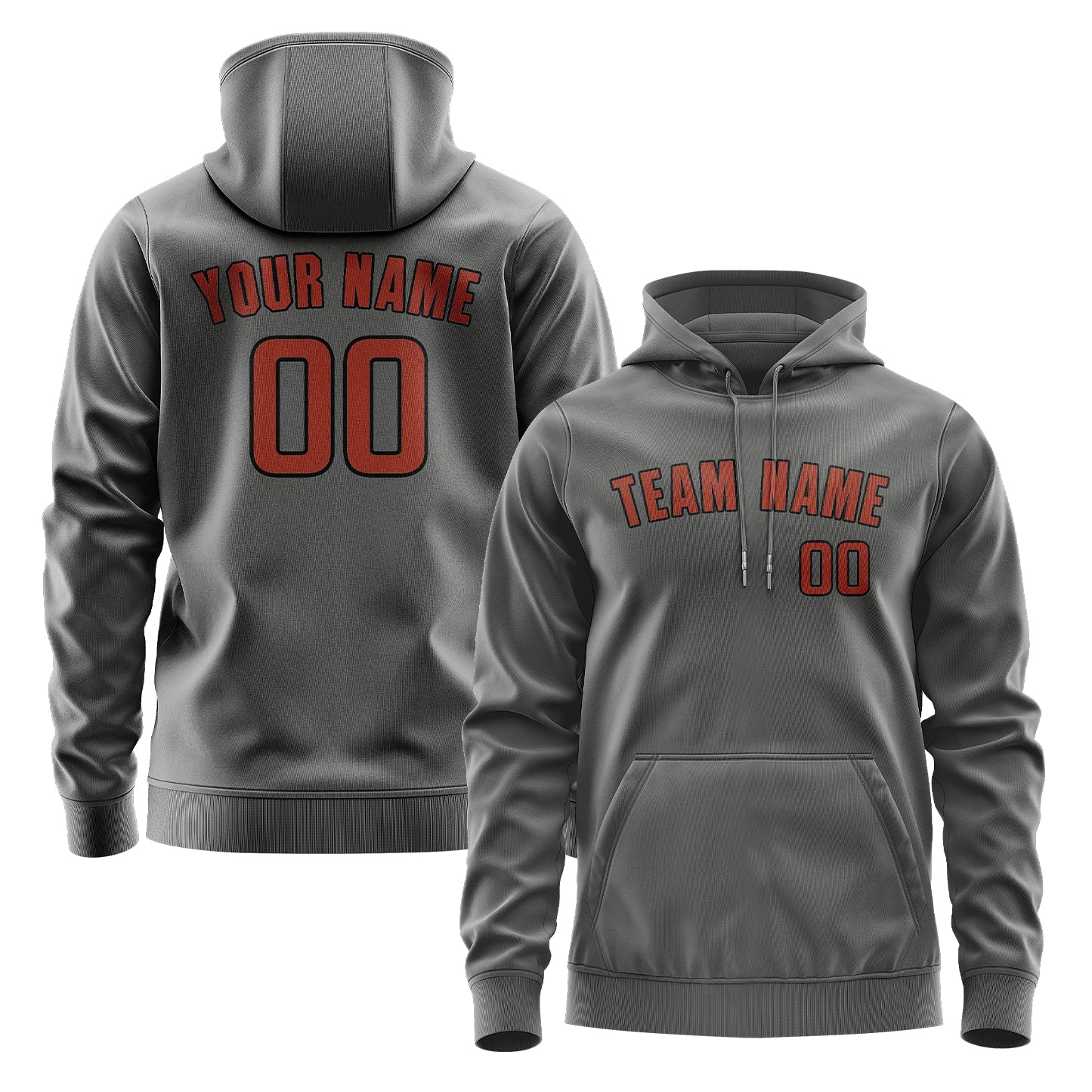 Maßgeschneidertes Dunkelgrau Korallenrot Hoodie
