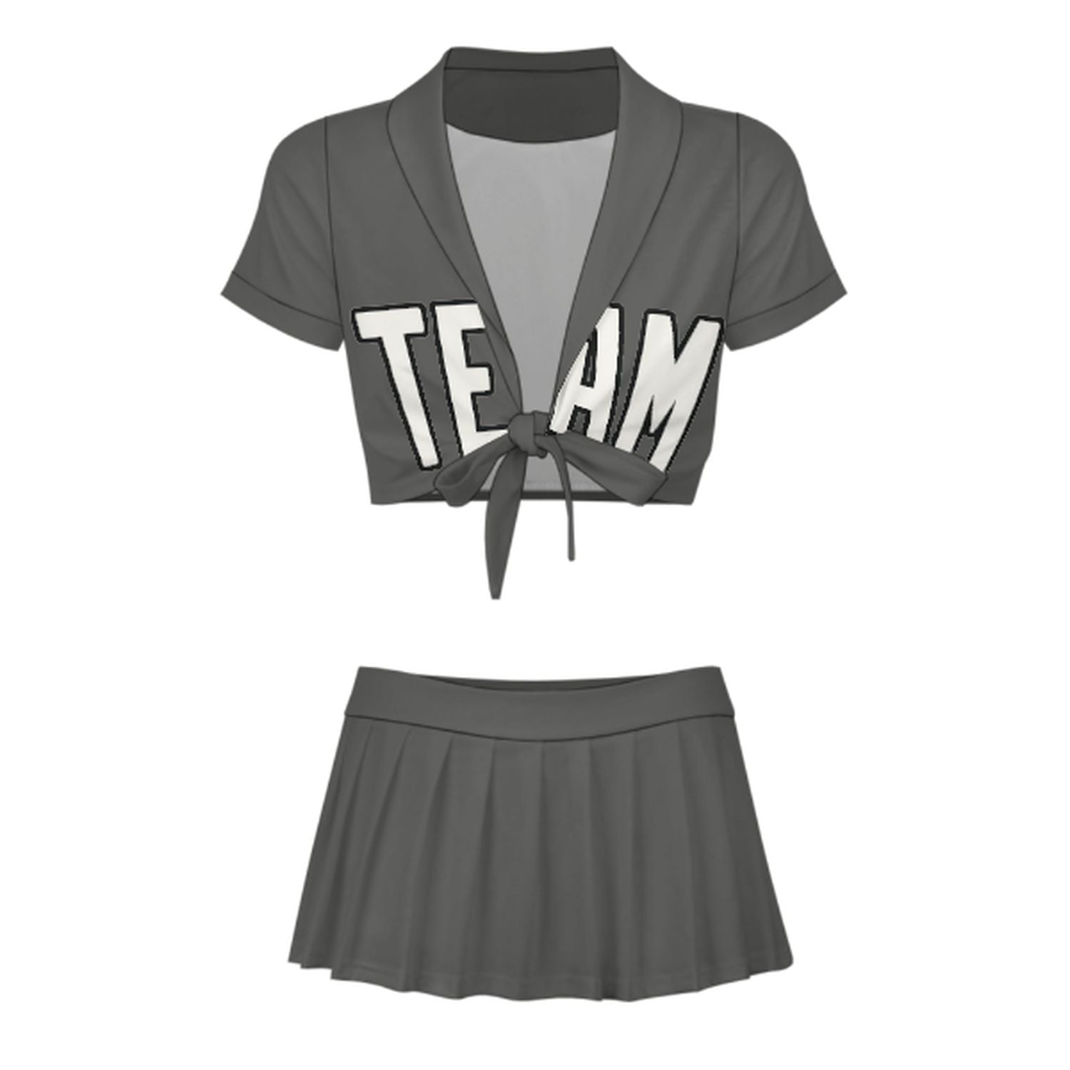 Maßgeschneidertes Dunkelgrau Weiß Cheerleader Outfit Set