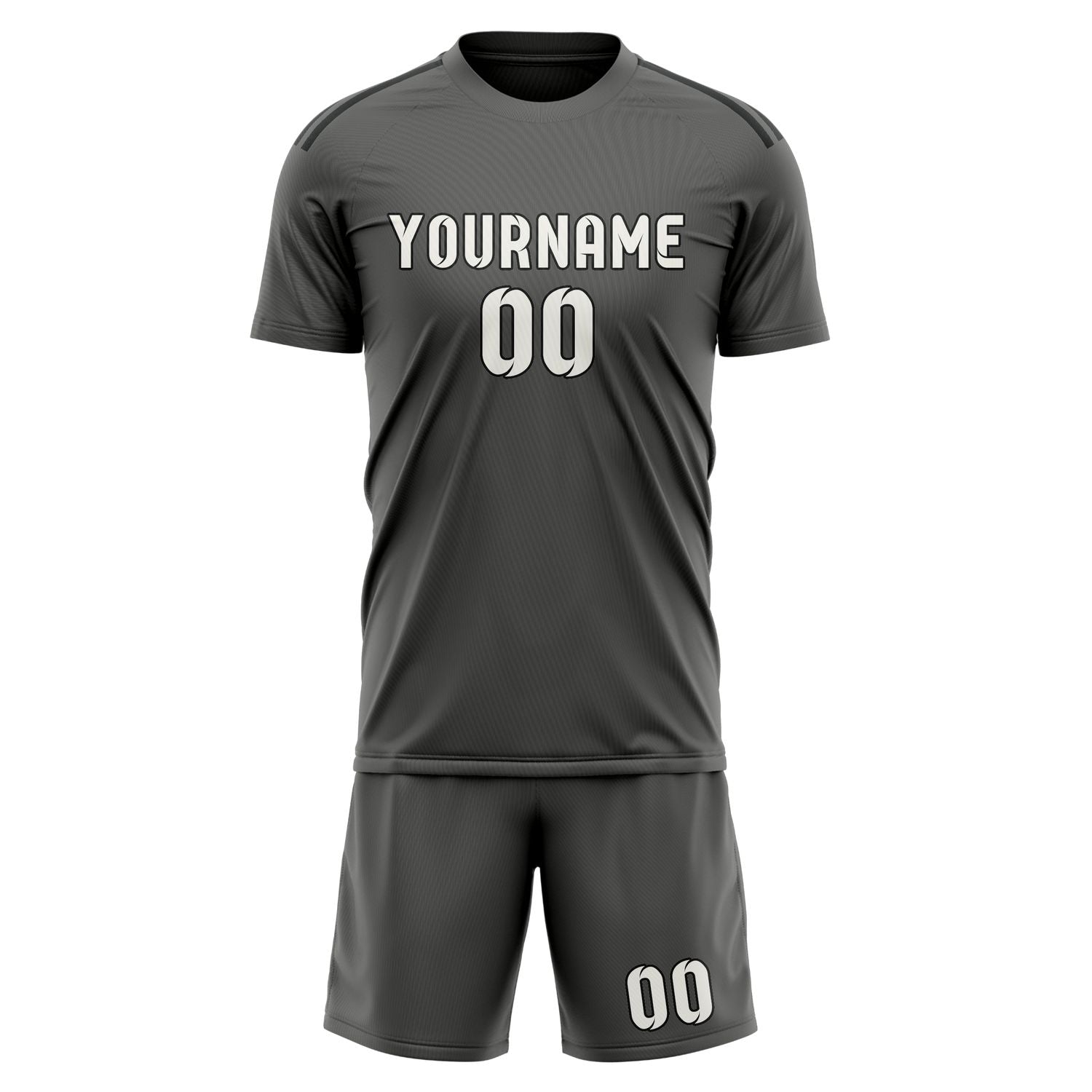 Maßgeschneidertes Professionelles Dunkelgrau Weiß Fußballtrikot-Set