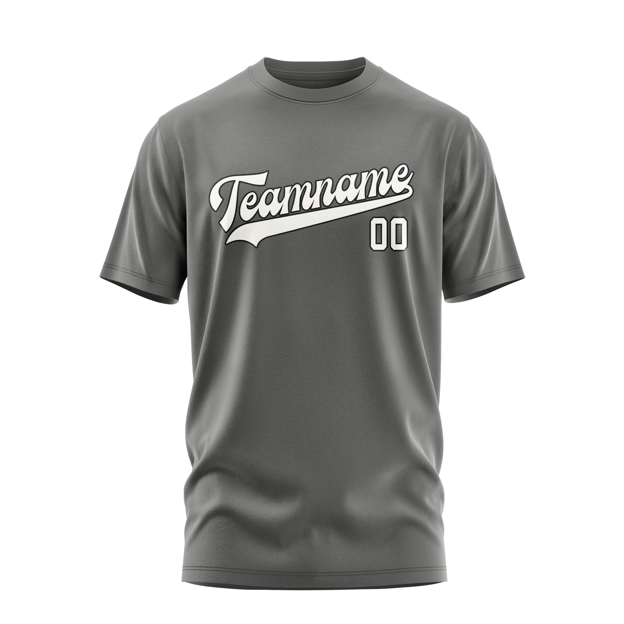 Maßgeschneidertes Dunkelgrau Weiß T-Shirt