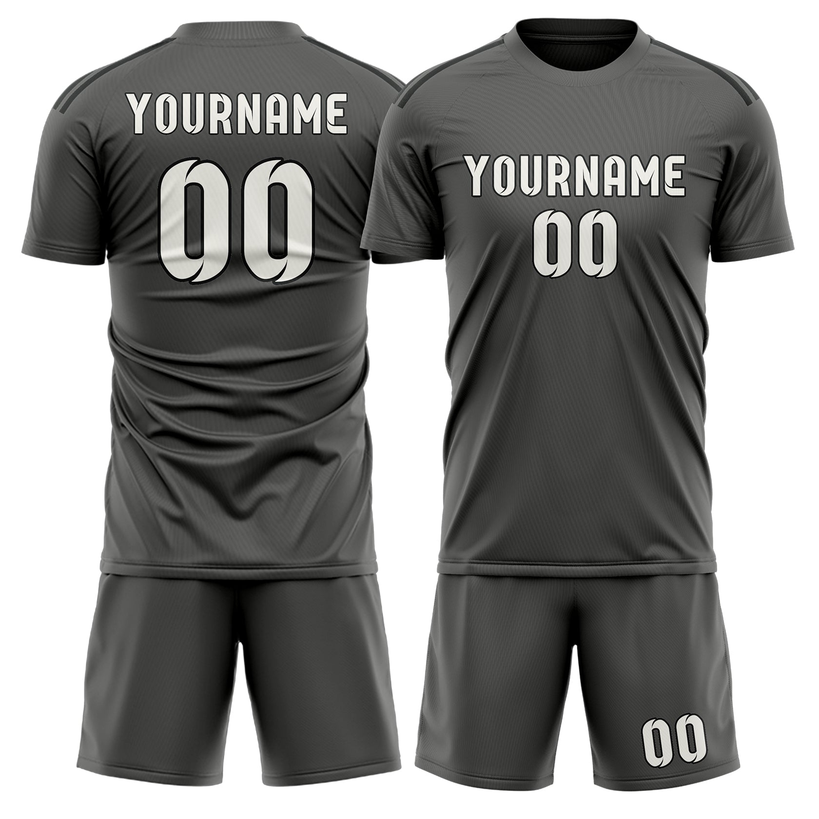 Maßgeschneidertes Professionelles Dunkelgrau Weiß Fußballtrikot-Set