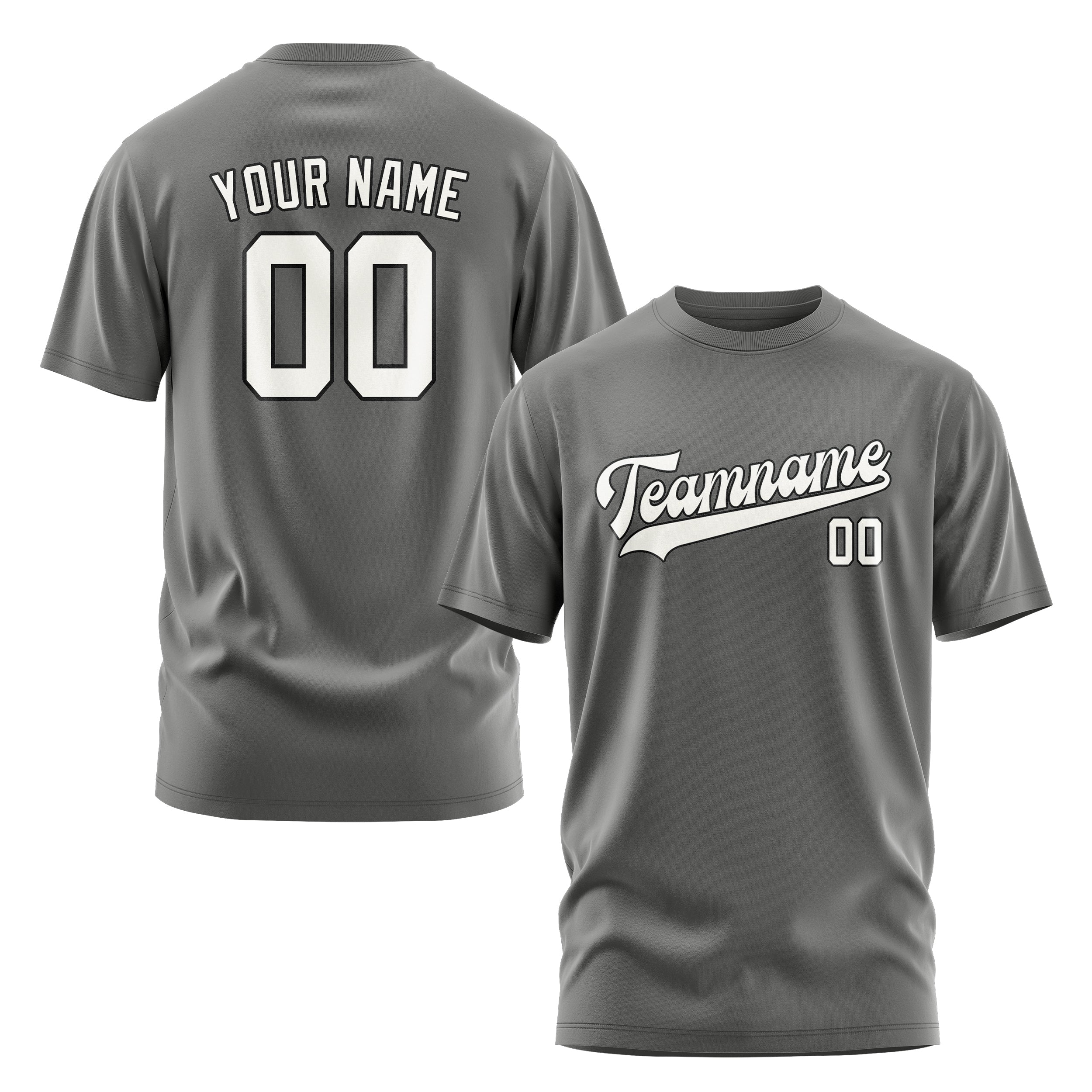 Maßgeschneidertes Dunkelgrau Weiß T-Shirt