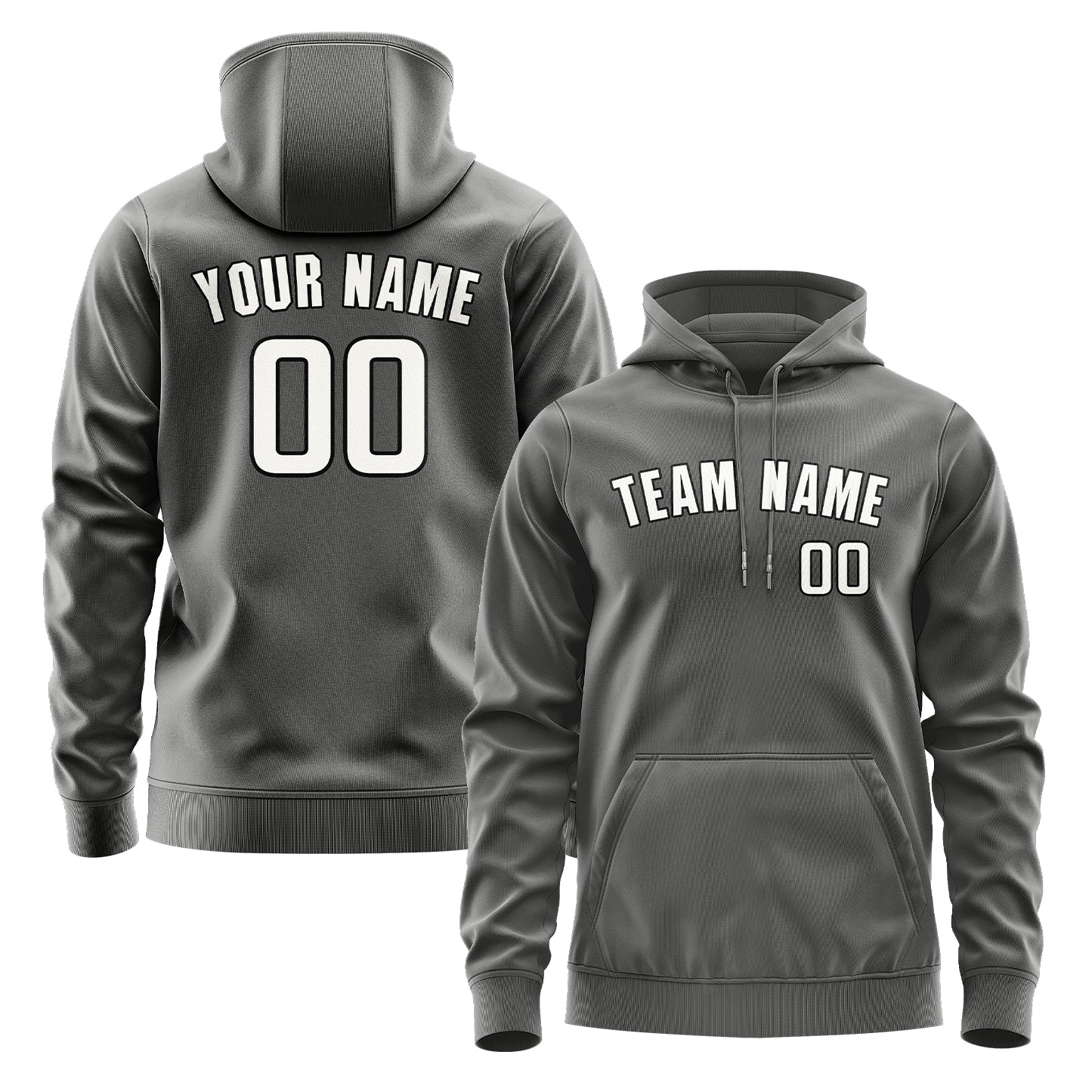 Maßgeschneidertes Dunkelgrau Weiß Hoodie