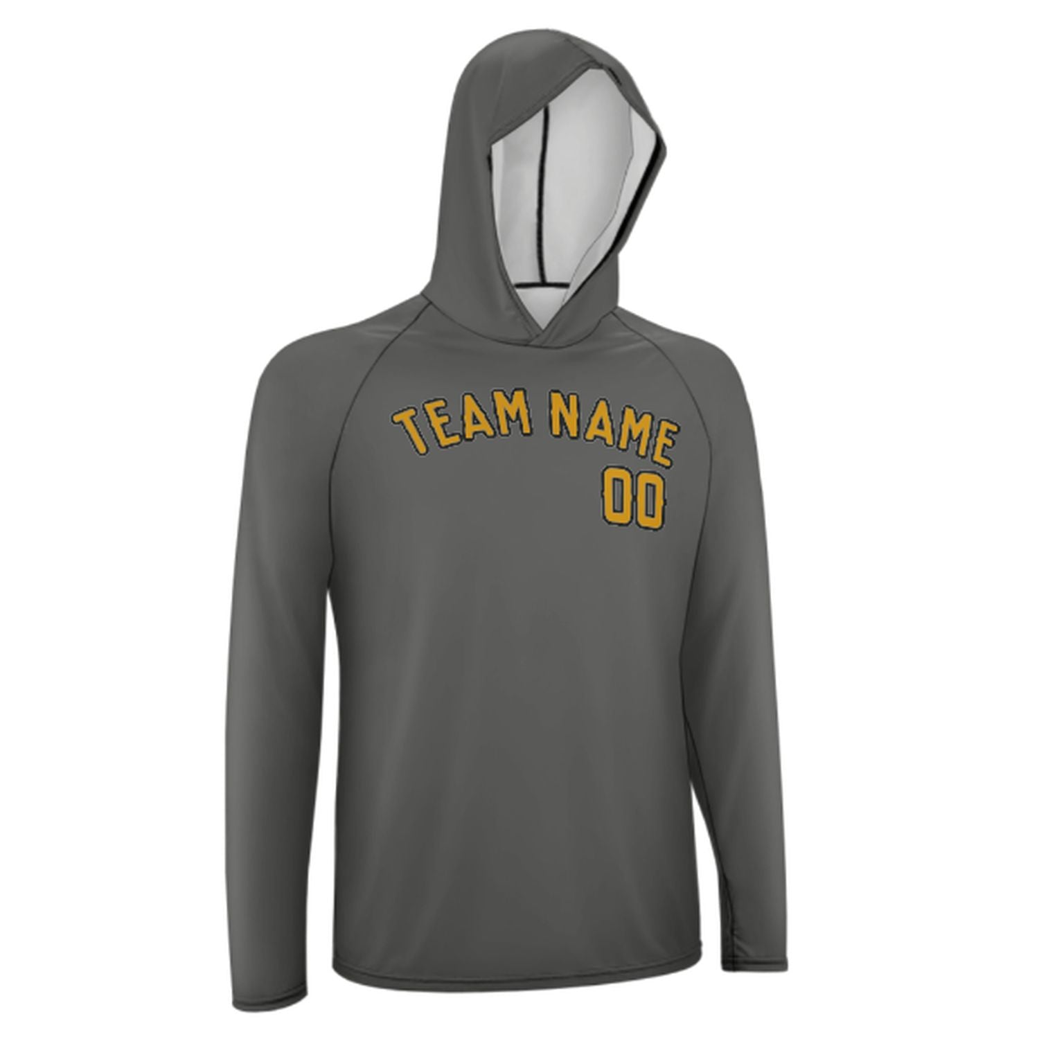 Maßgeschneidertes Dunkelgrau Gelb UV-Hoodie