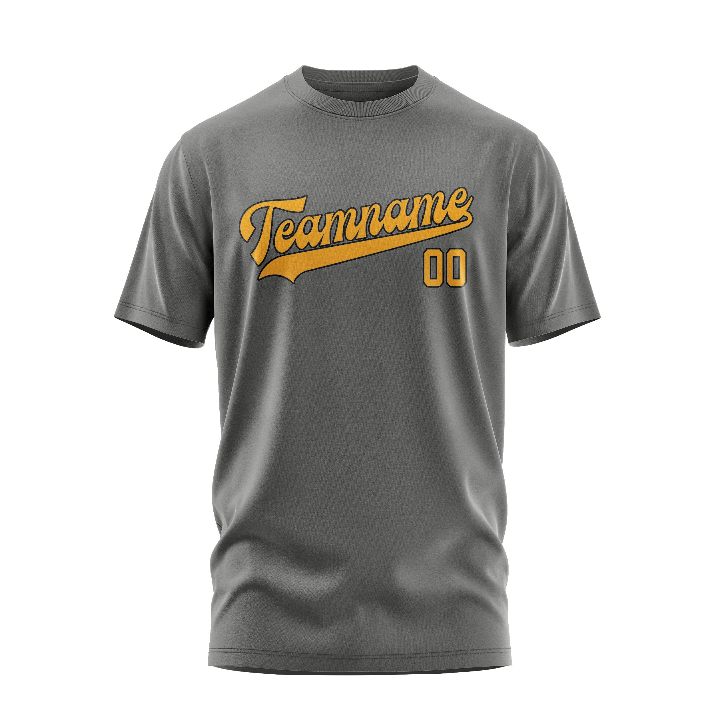 Maßgeschneidertes Dunkelgrau Gelb T-Shirt