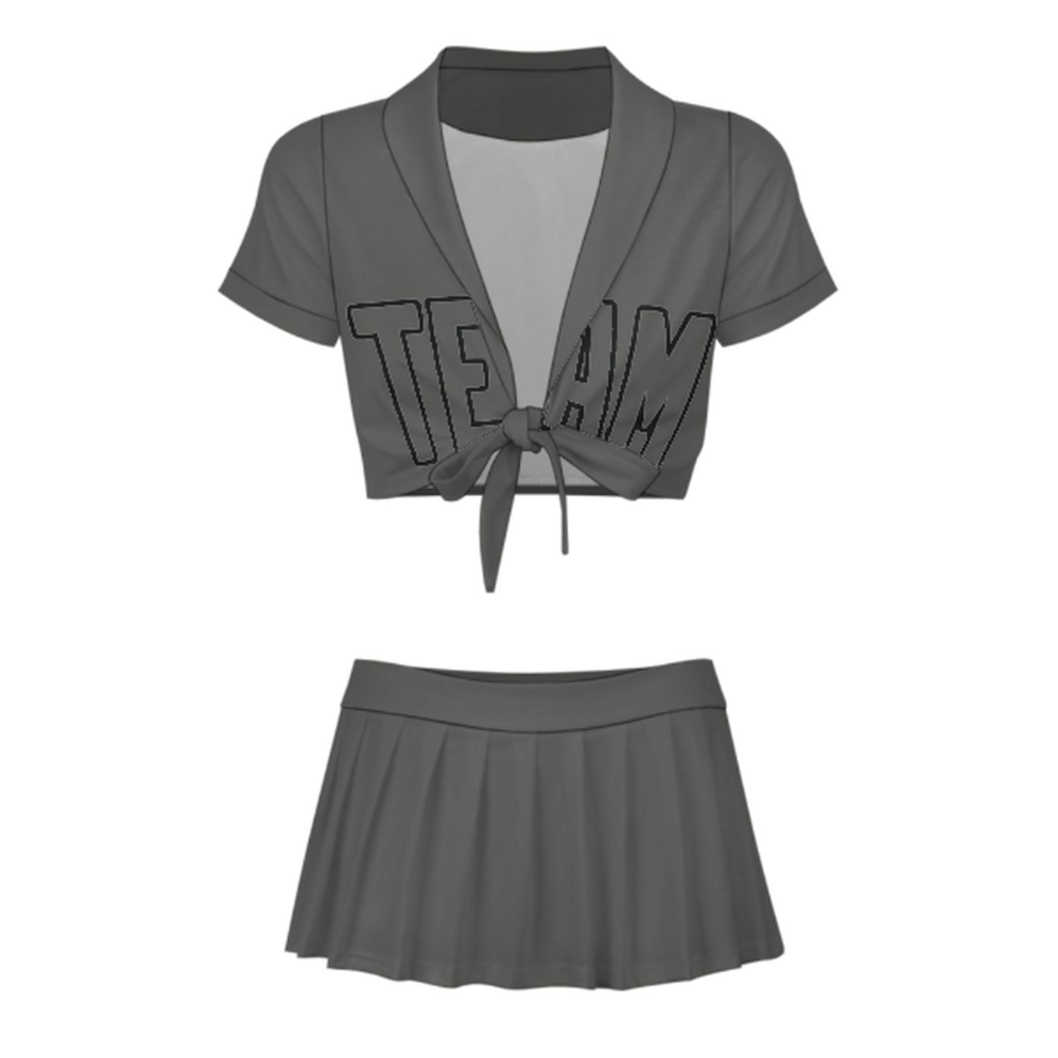 Maßgeschneidertes Dunkelgrau Dunkelgrau Cheerleader Outfit Set