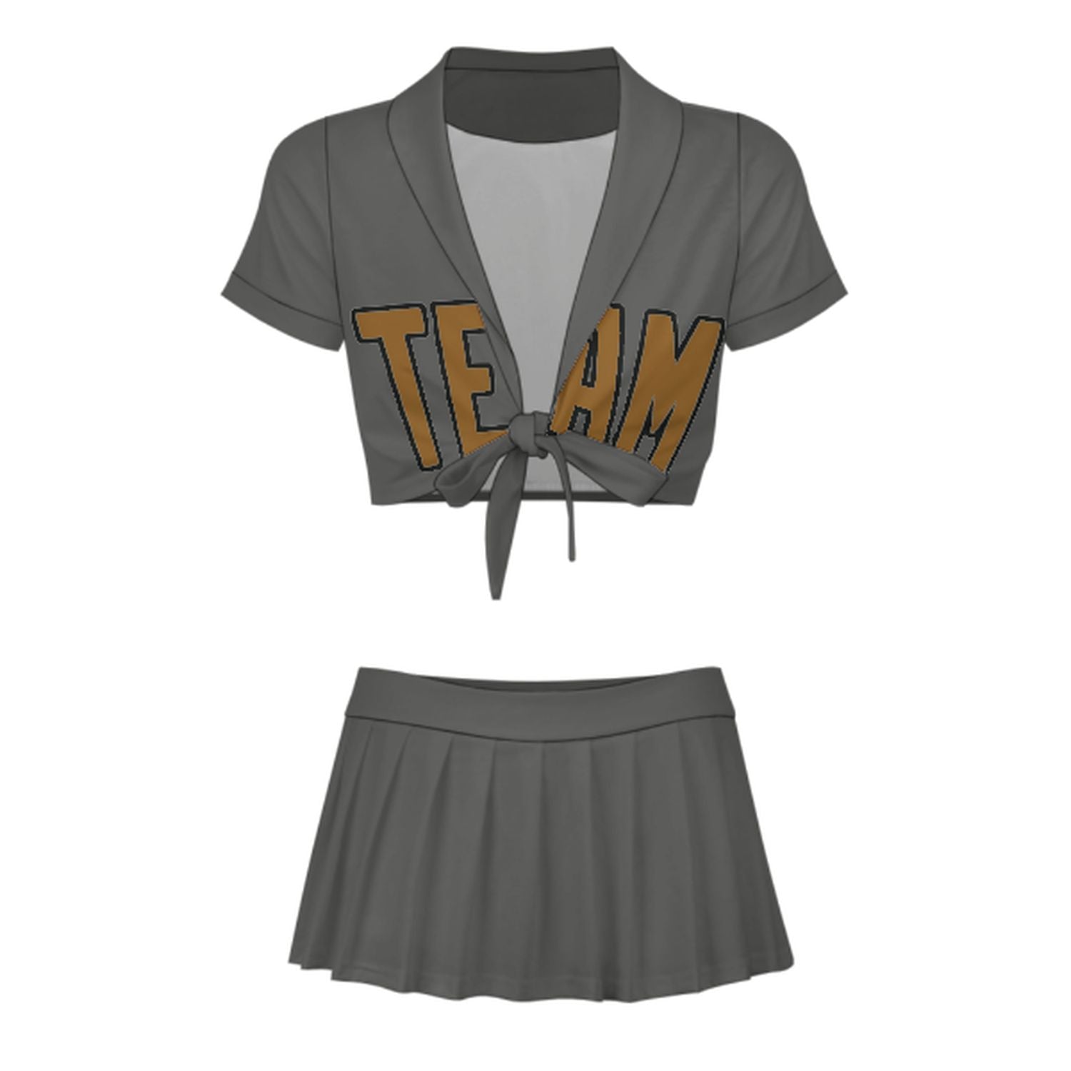 Maßgeschneidertes Dunkelgrau Khaki Cheerleader Outfit Set