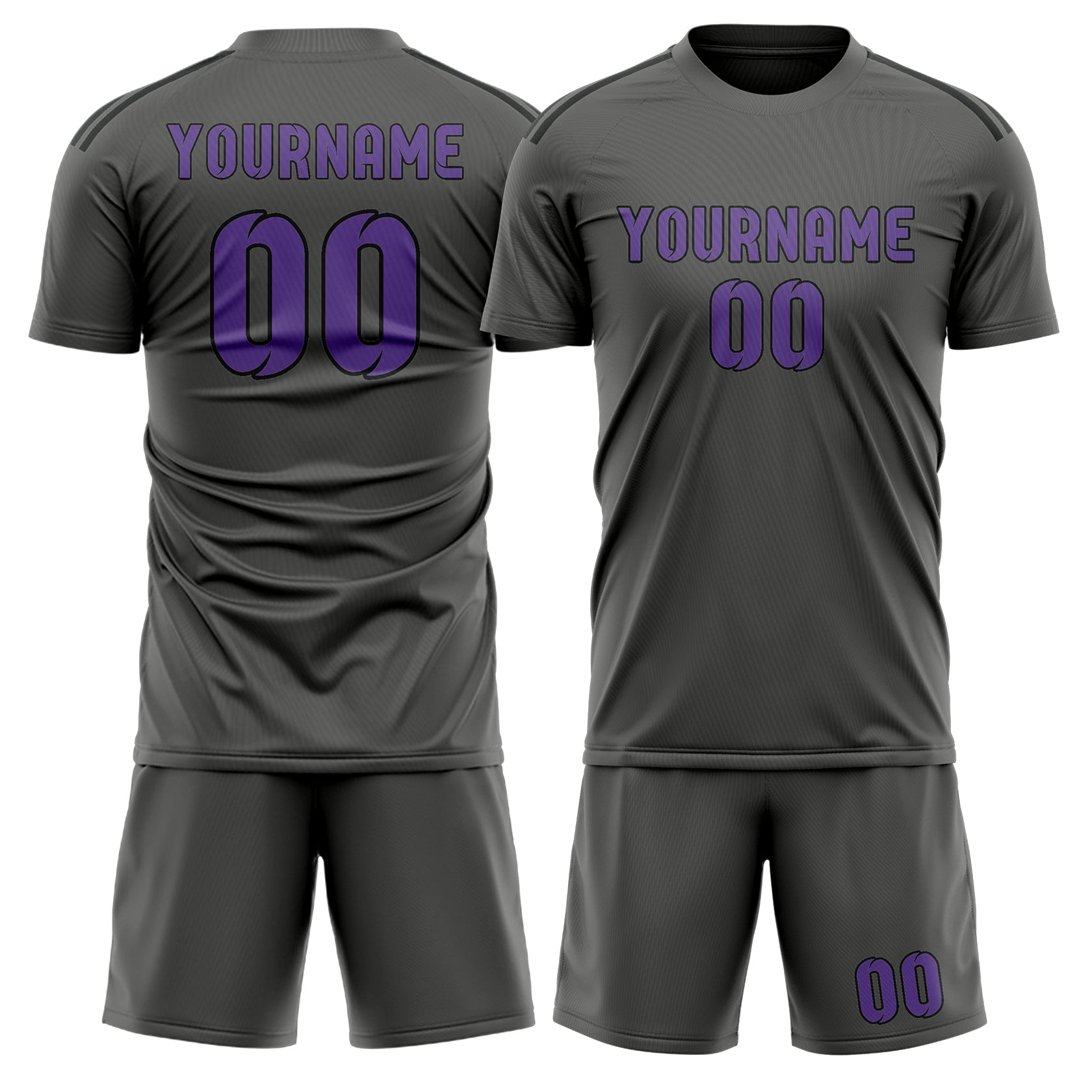 Maßgeschneidertes Professionelles Dunkelgrau Lavendel Fußballtrikot-Set