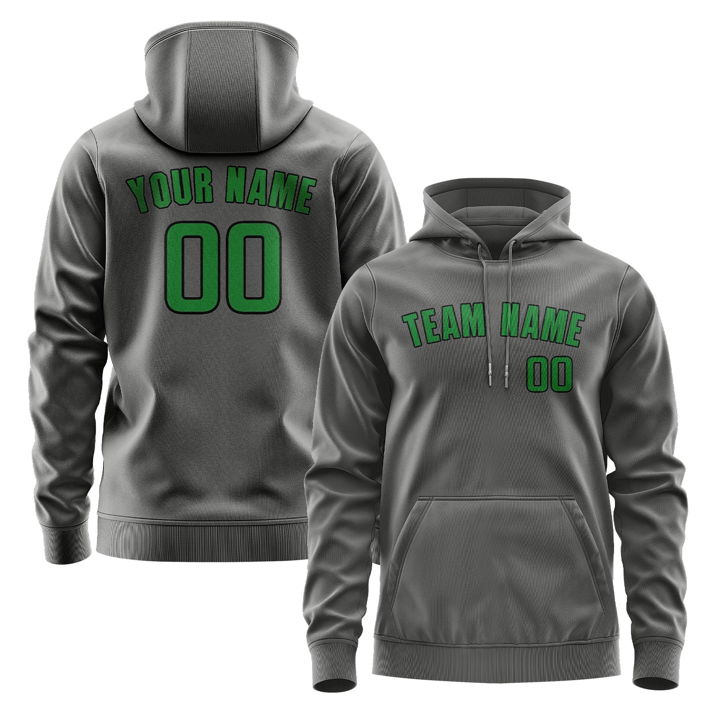 Maßgeschneidertes Dunkelgrau Smaragdgrün Hoodie