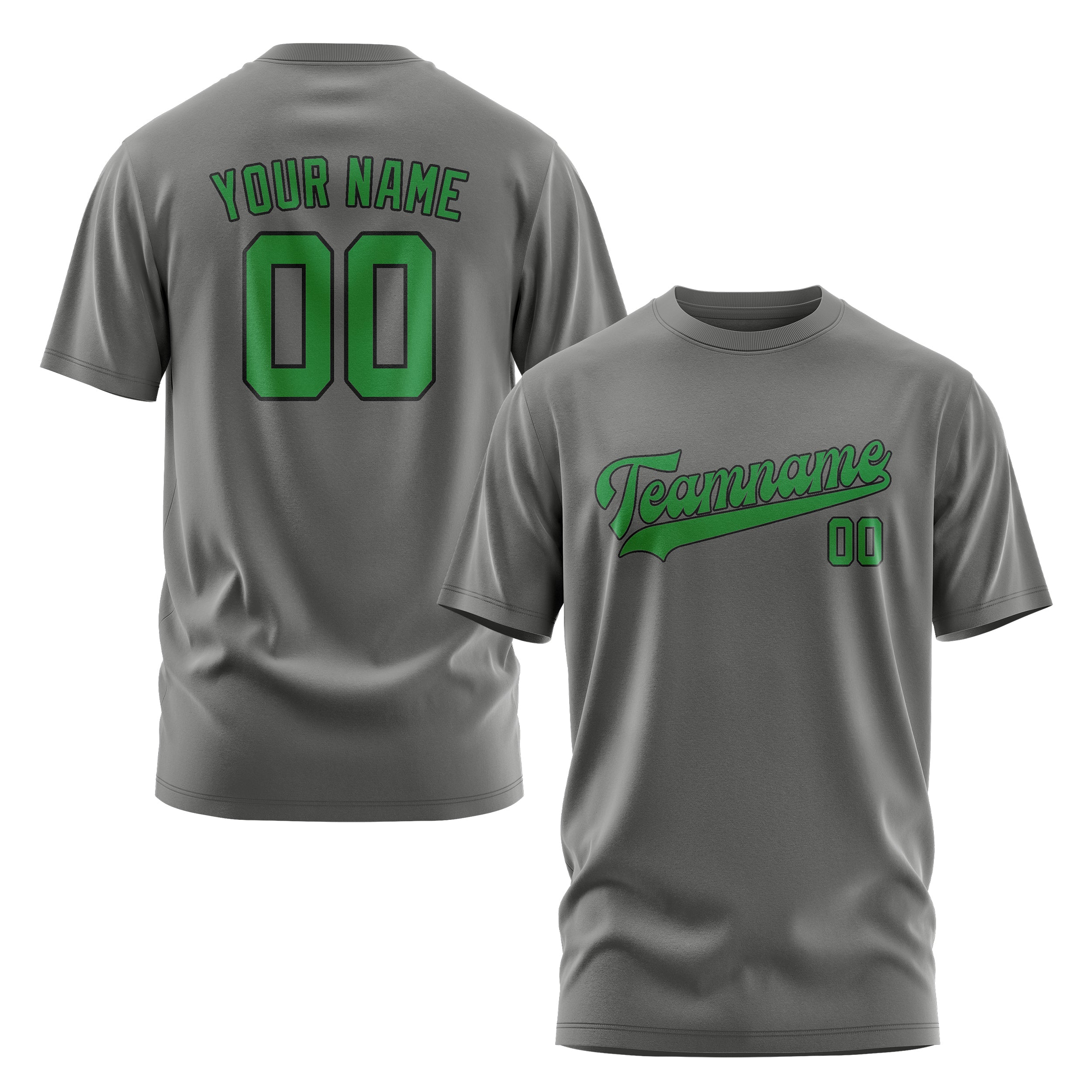 Maßgeschneidertes Dunkelgrau Smaragdgrün T-Shirt
