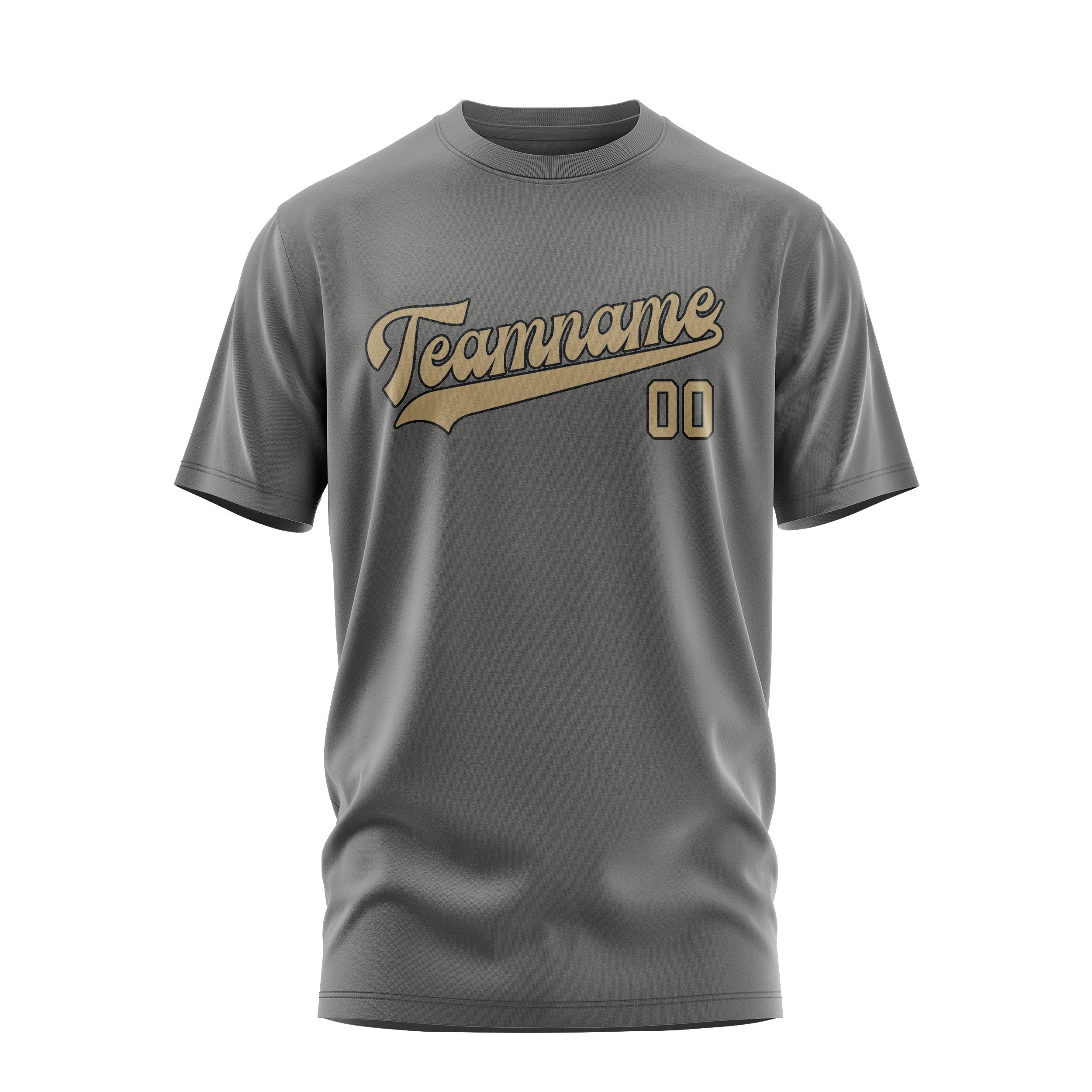 Maßgeschneidertes Dunkelgrau Hellkhaki T-Shirt