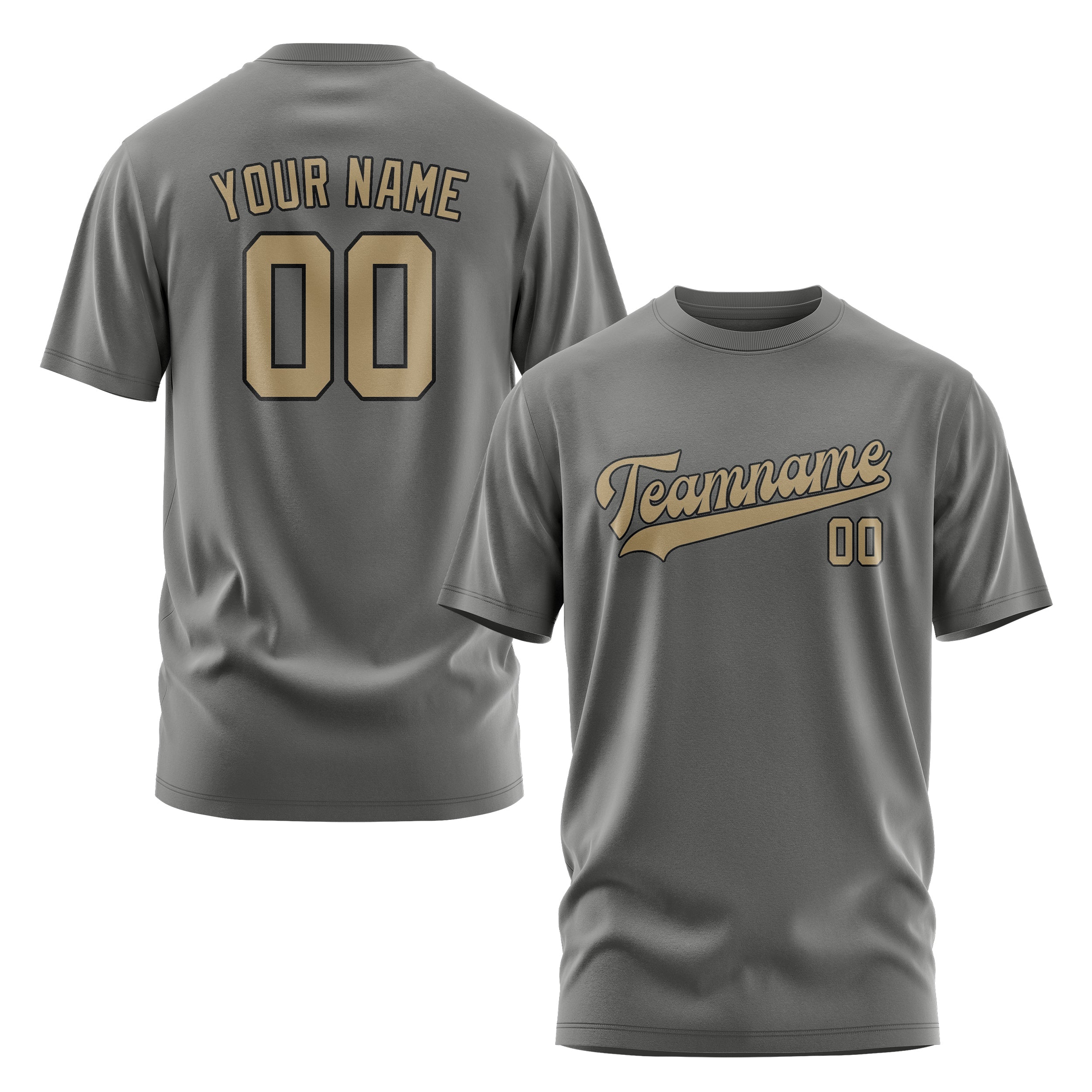 Maßgeschneidertes Dunkelgrau Hellkhaki T-Shirt