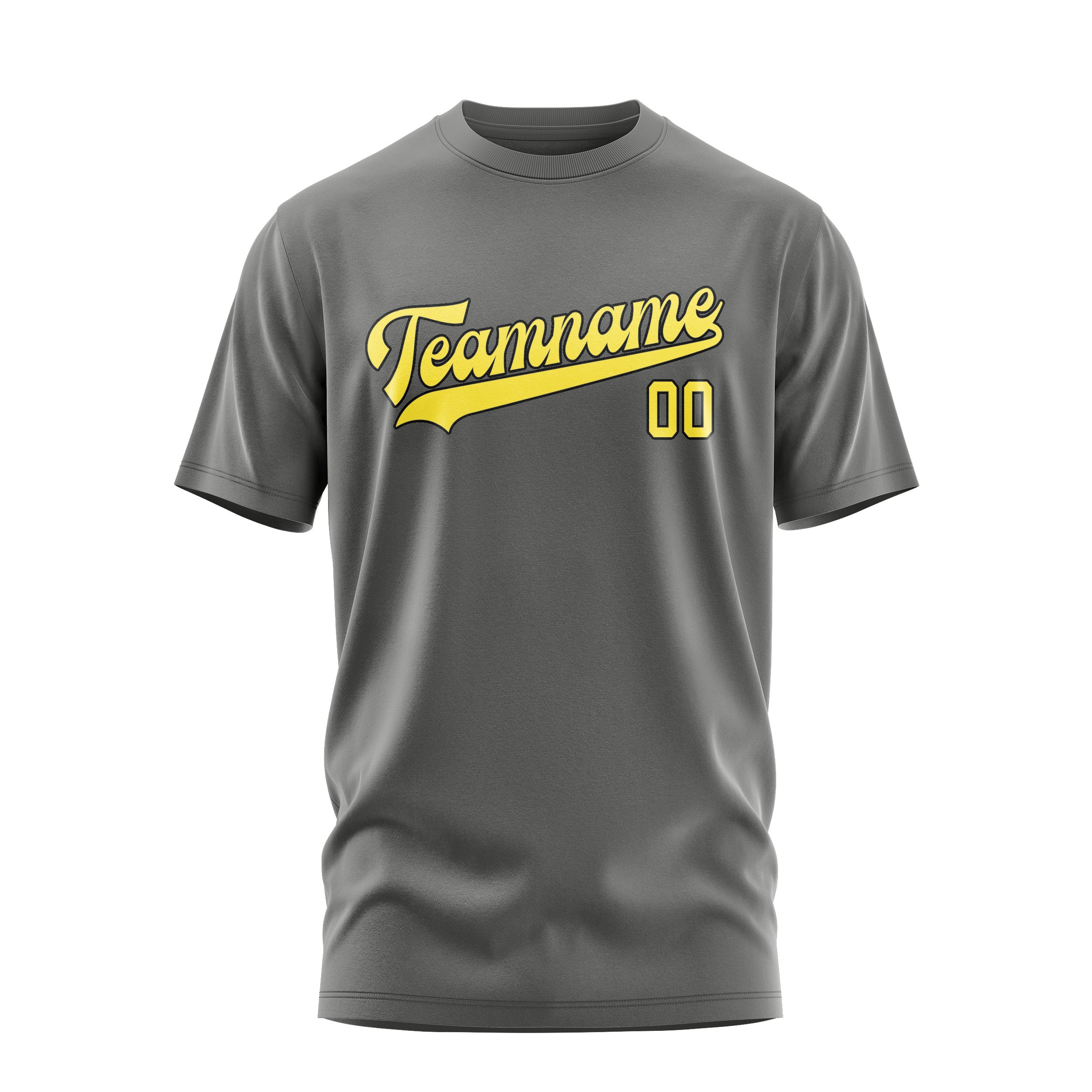 Maßgeschneidertes Dunkelgrau Blassgelb T-Shirt