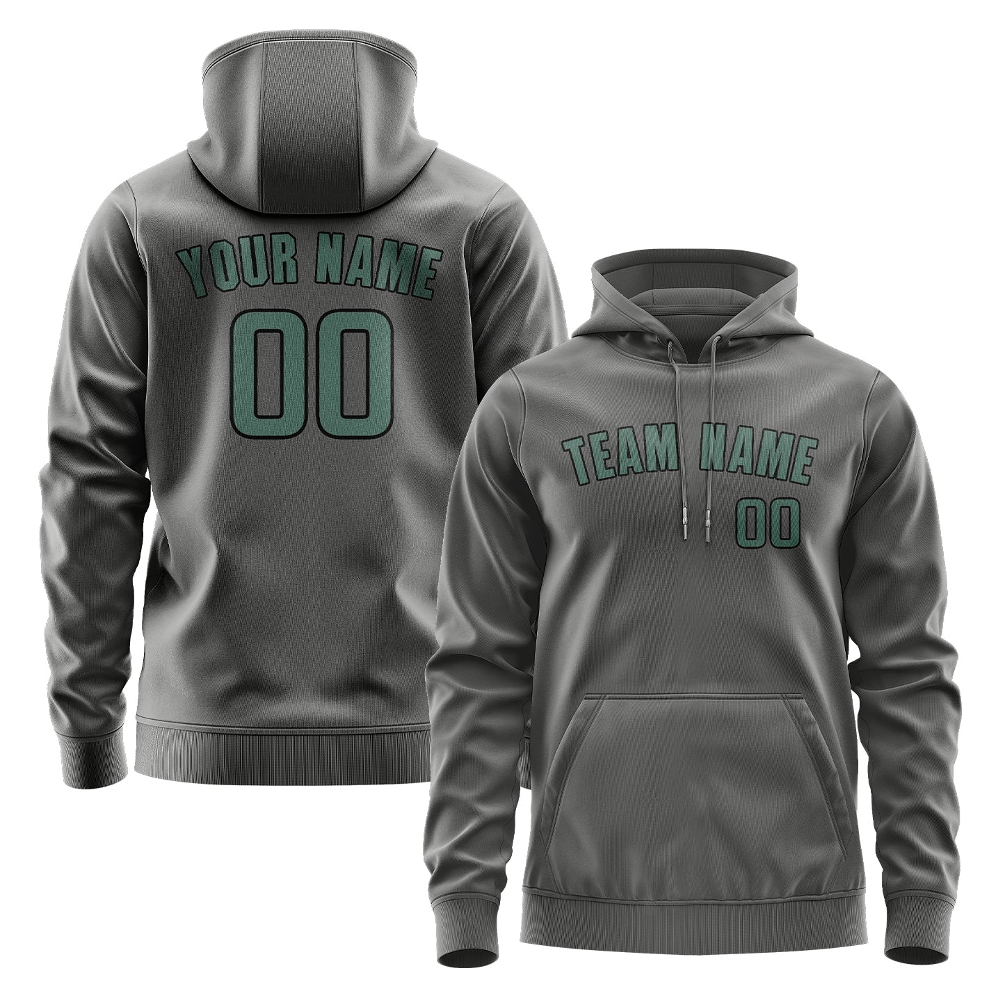 Maßgeschneidertes Dunkelgrau Blaugrün Hoodie