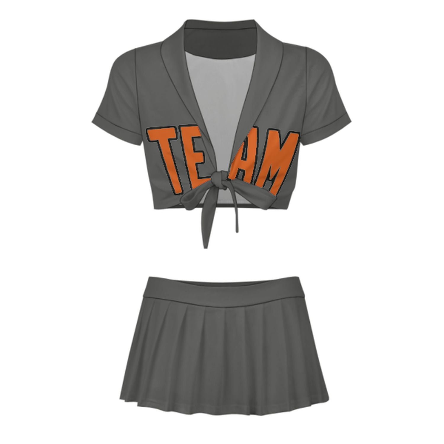 Maßgeschneidertes Dunkelgrau Orange Cheerleader Outfit Set
