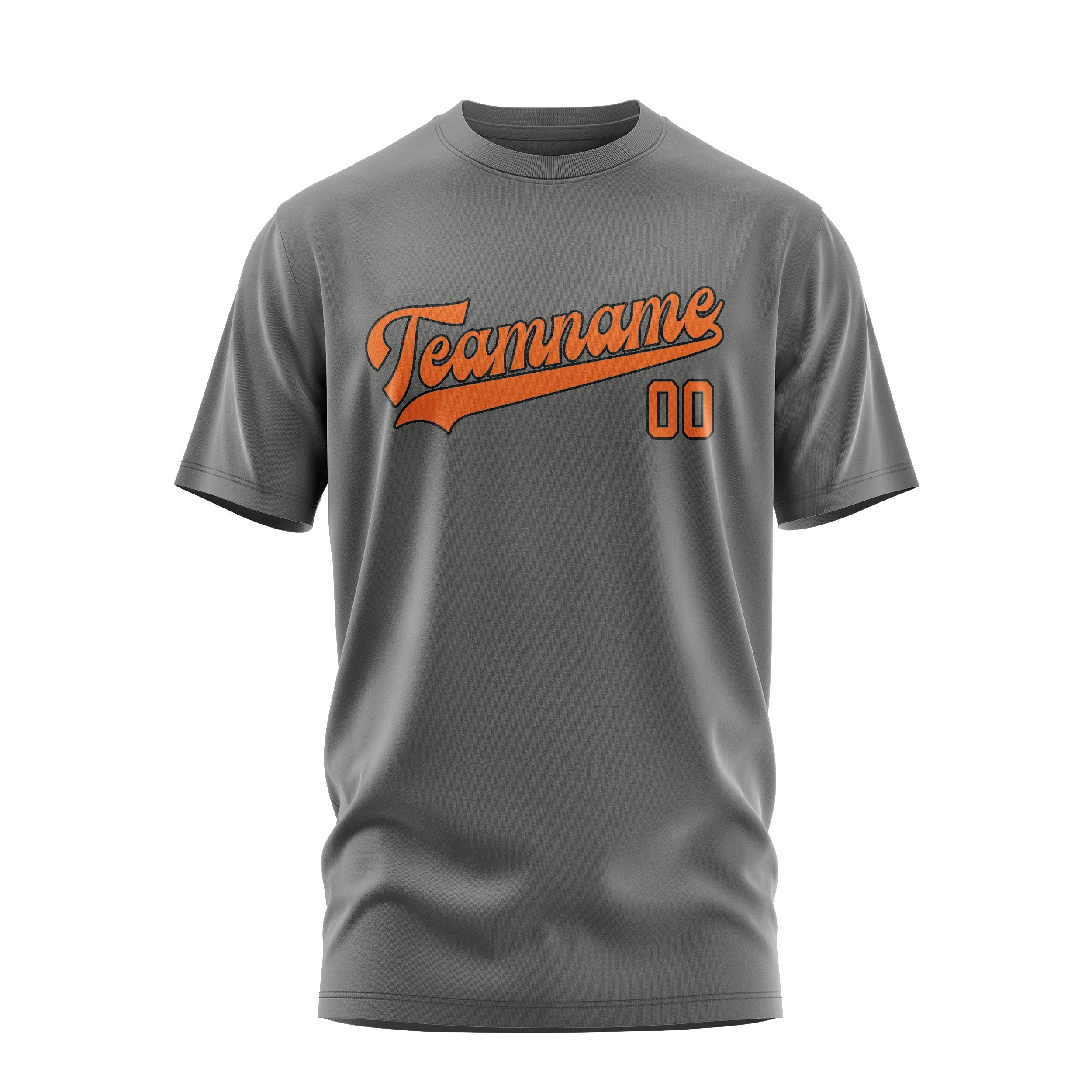 Maßgeschneidertes Dunkelgrau Orange T-Shirt