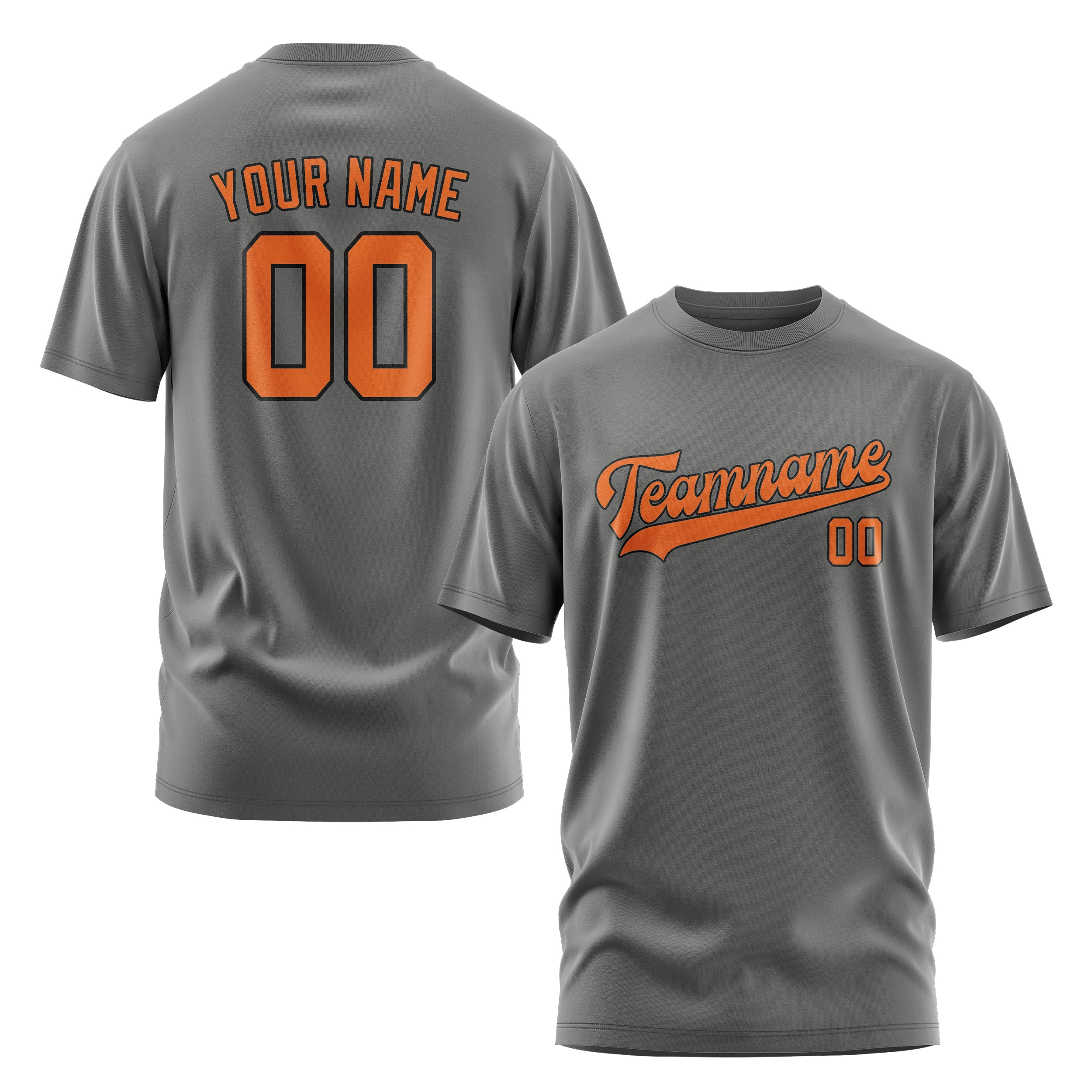 Maßgeschneidertes Dunkelgrau Orange T-Shirt