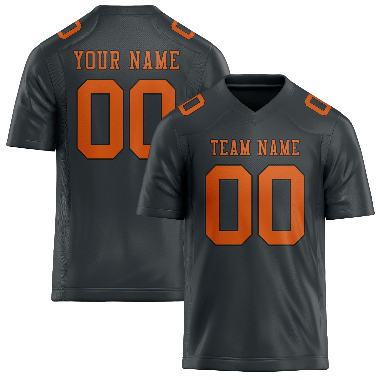 Maßgeschneidertes Professionelles Dunkelgrau Orange Rugbytrikot