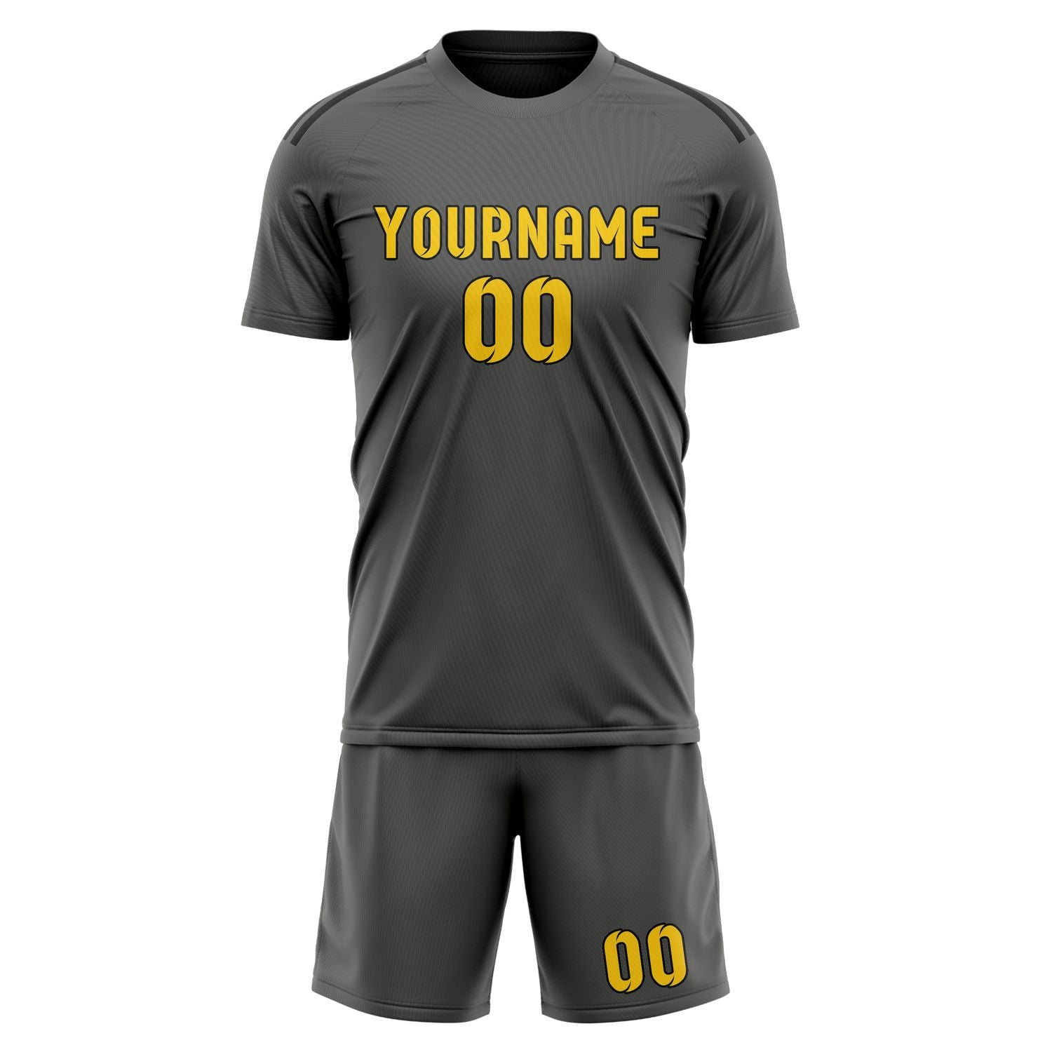 Maßgeschneidertes Professionelles Dunkelgrau Gold Fußballtrikot-Set