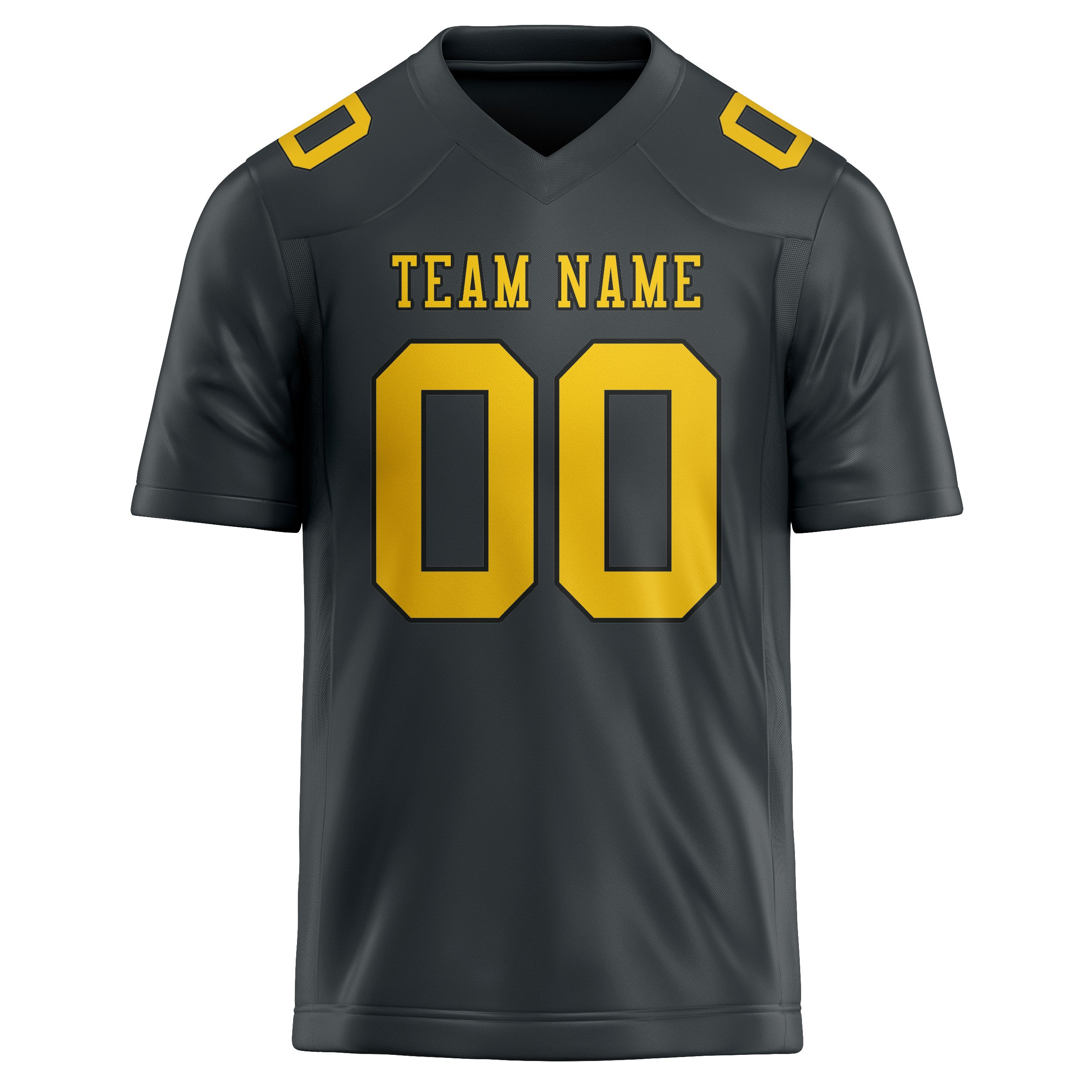 Maßgeschneidertes Professionelles Dunkelgrau Gold Rugbytrikot
