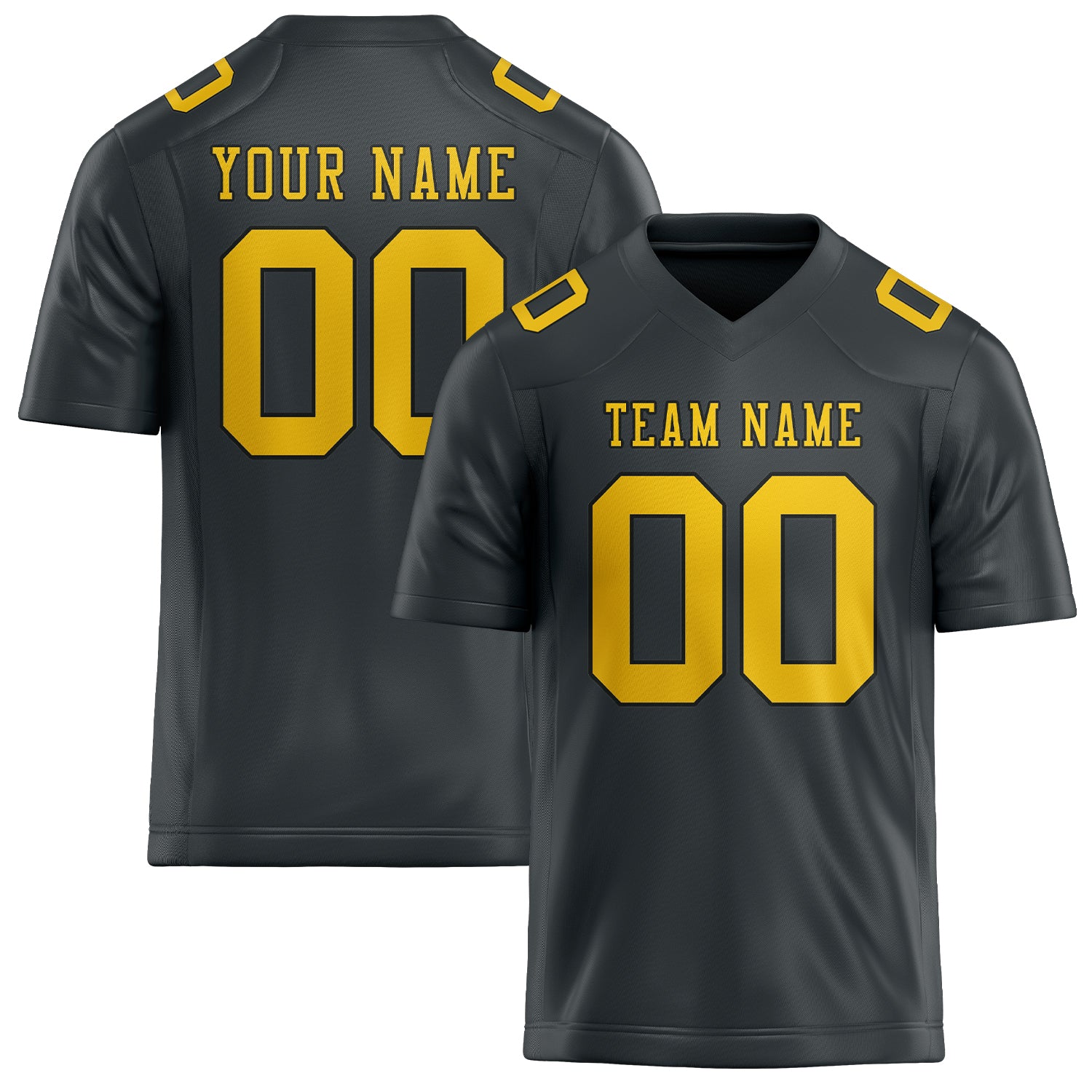 Maßgeschneidertes Professionelles Dunkelgrau Gold Rugbytrikot