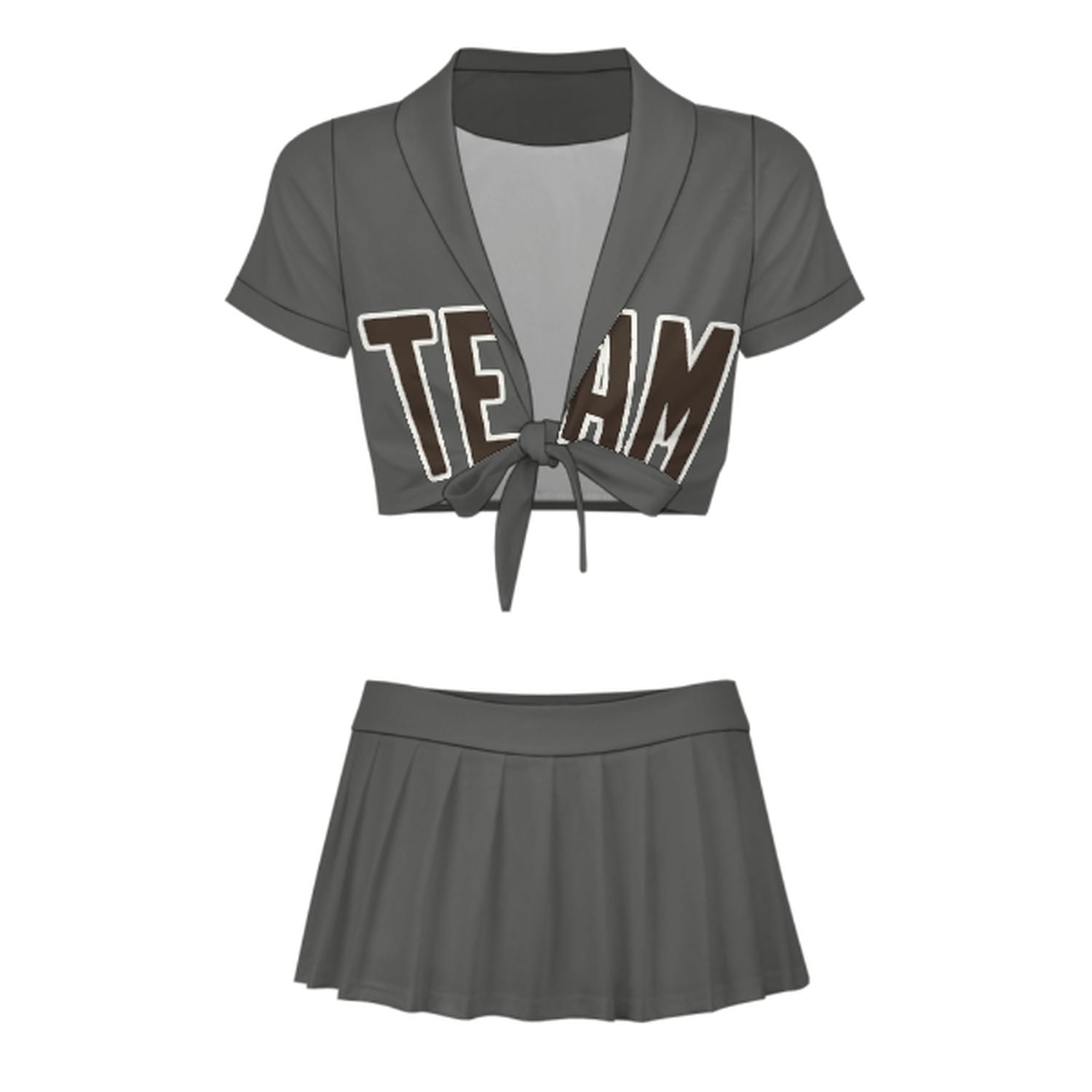 Maßgeschneidertes Dunkelgrau Braun Cheerleader Outfit Set
