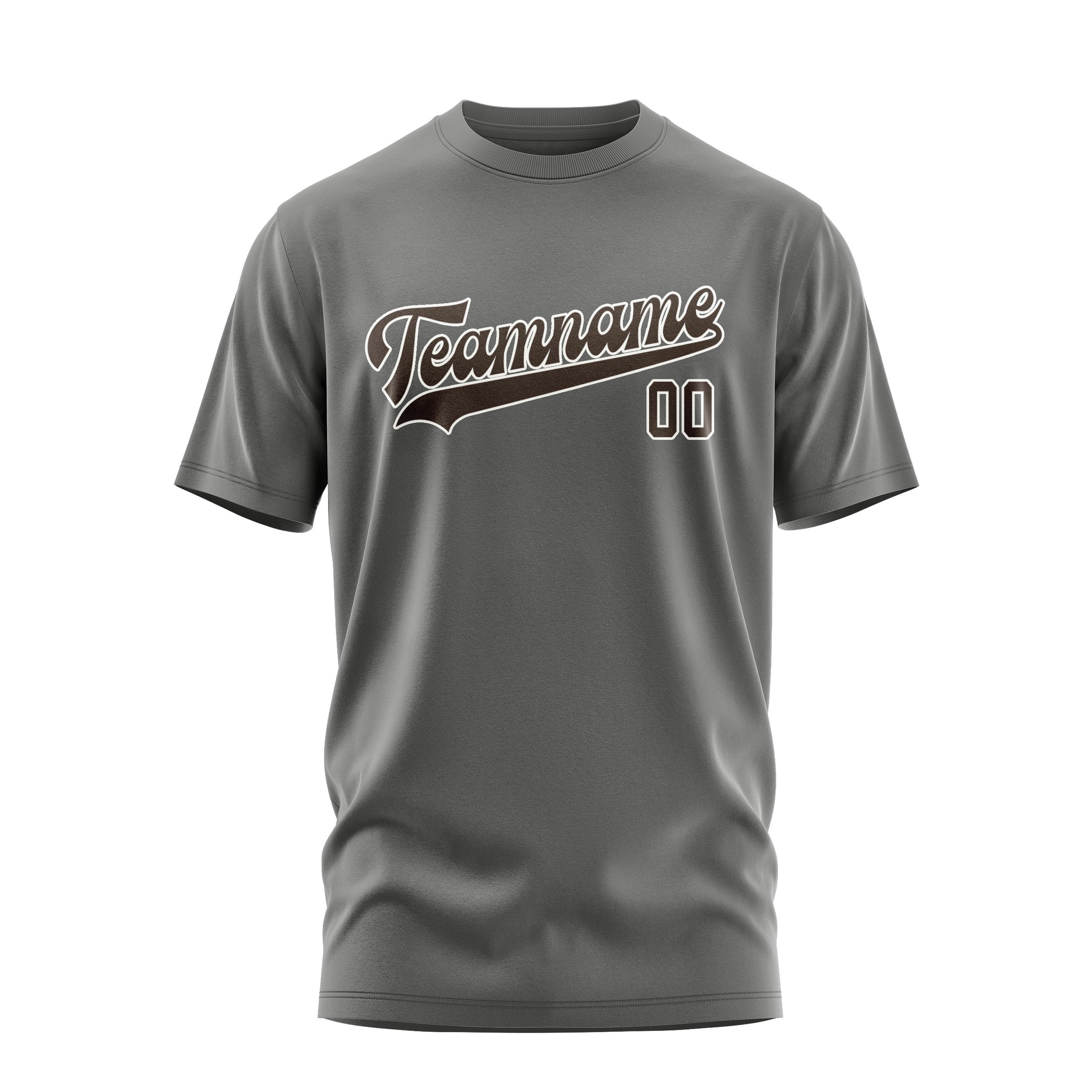 Maßgeschneidertes Dunkelgrau Braun T-Shirt