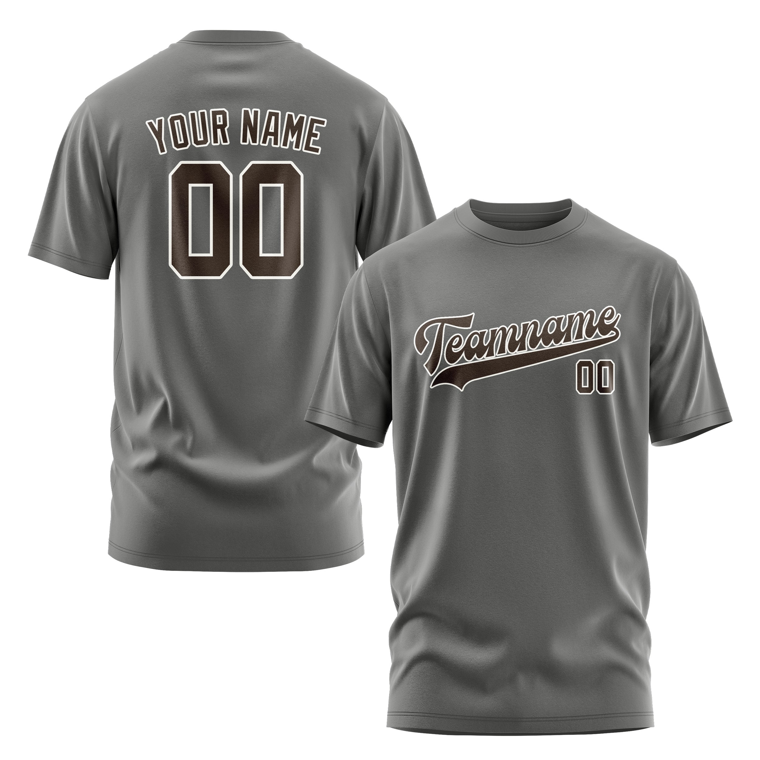 Maßgeschneidertes Dunkelgrau Braun T-Shirt