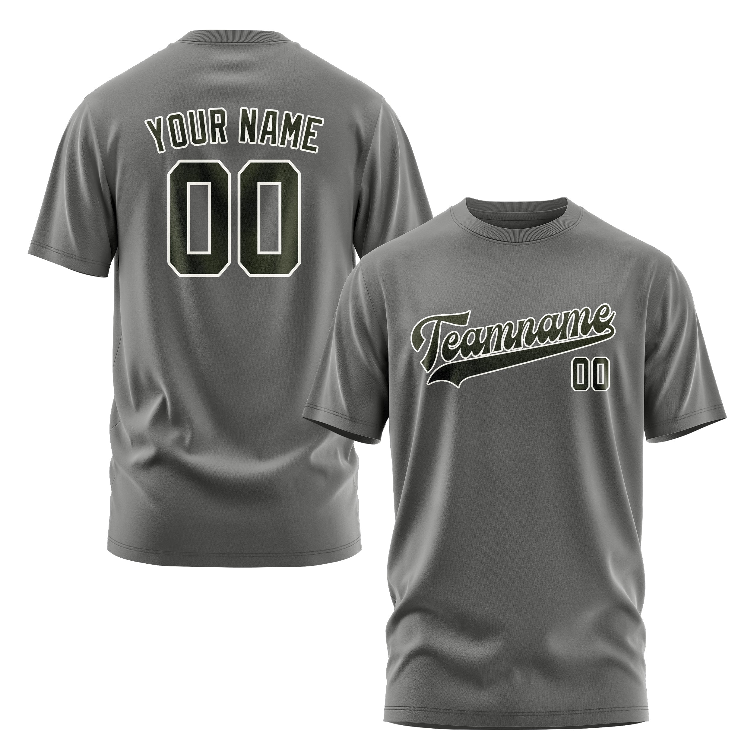 Maßgeschneidertes Dunkelgrau Dunkles Oliv T-Shirt