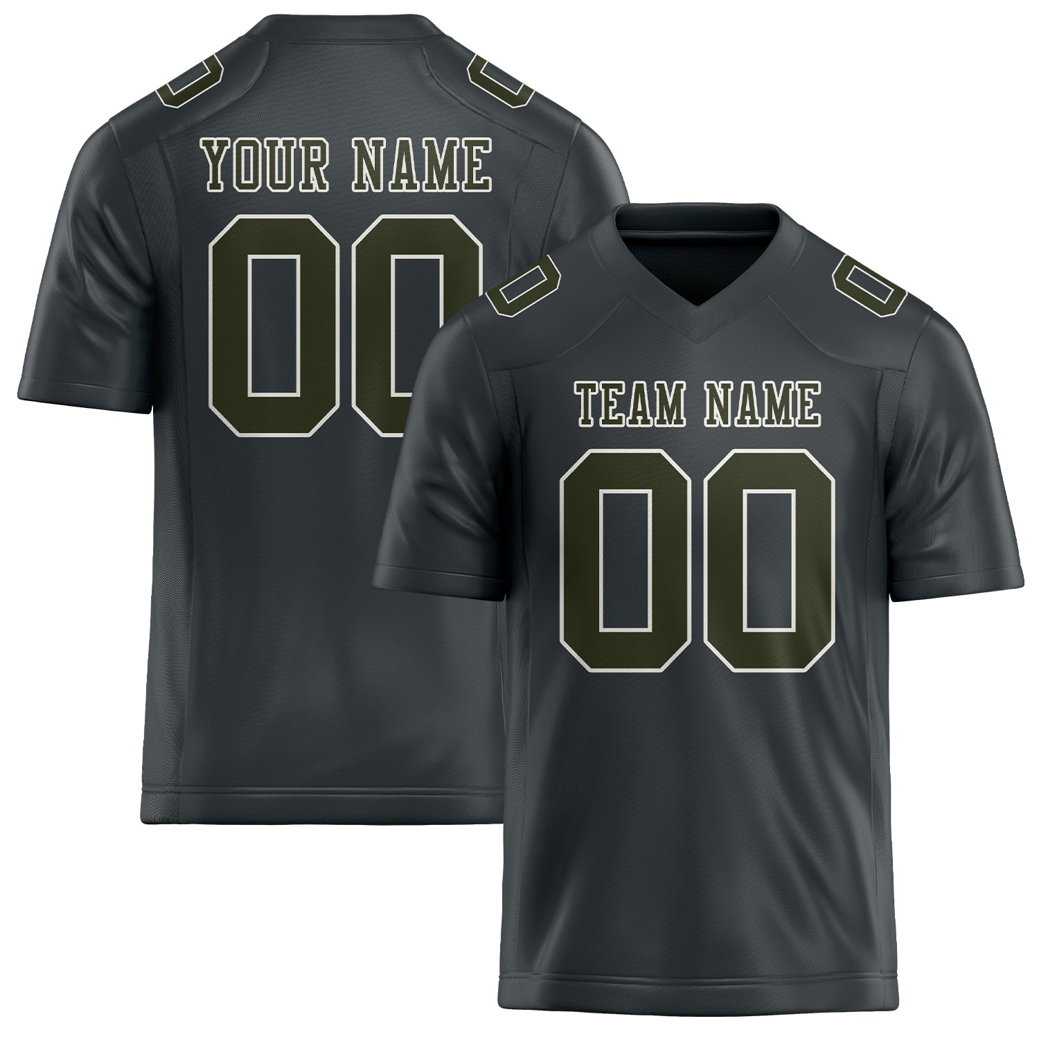 Maßgeschneidertes Professionelles Dunkelgrau Dunkles Oliv Rugbytrikot