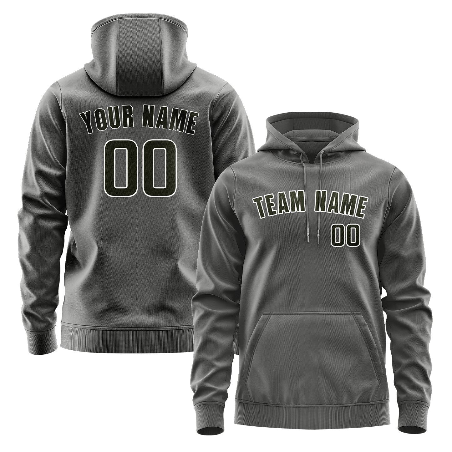 Maßgeschneidertes Dunkelgrau Dunkles Oliv Hoodie