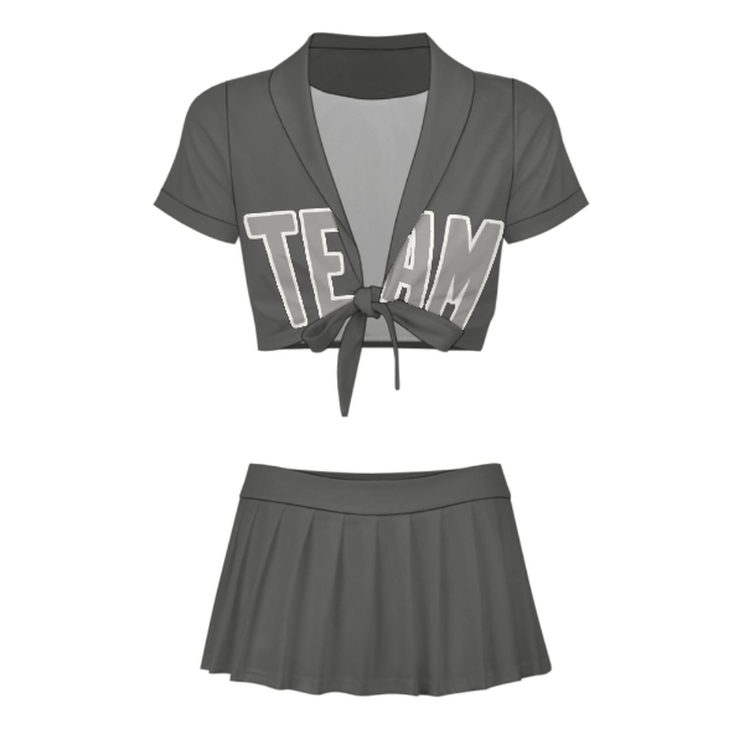 Maßgeschneidertes Dunkelgrau Grau Cheerleader Outfit Set