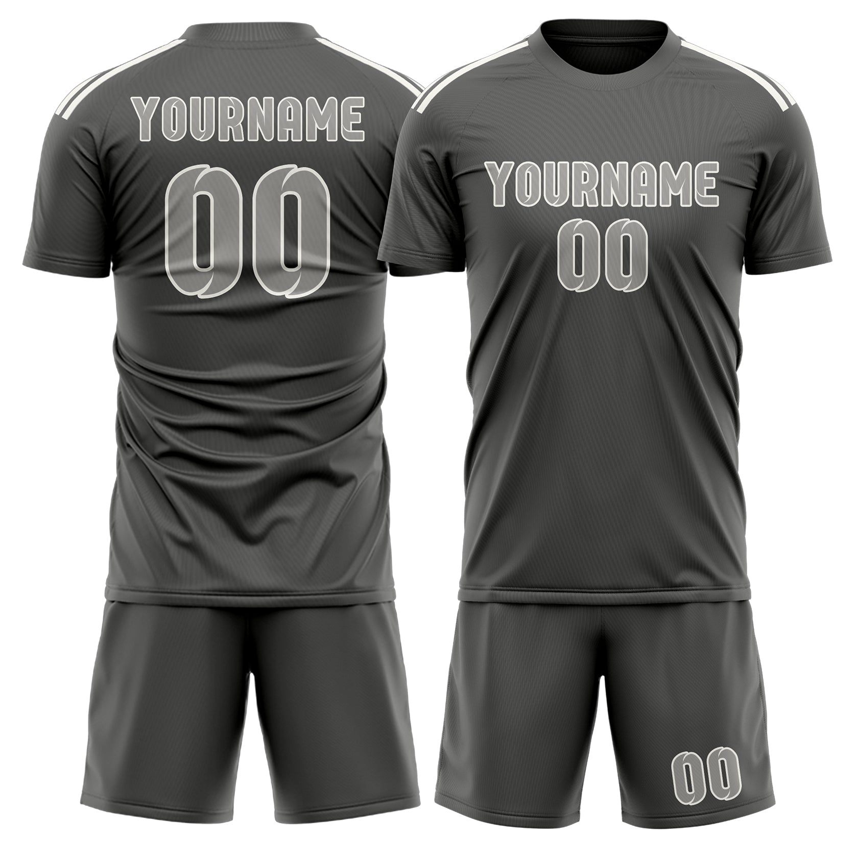 Maßgeschneidertes Professionelles Dunkelgrau Grau Fußballtrikot-Set
