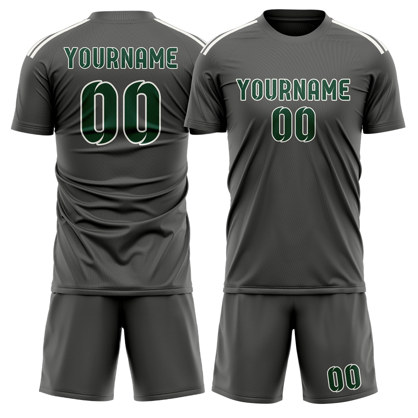 Maßgeschneidertes Professionelles Dunkelgrau Moosgrün Fußballtrikot-Set