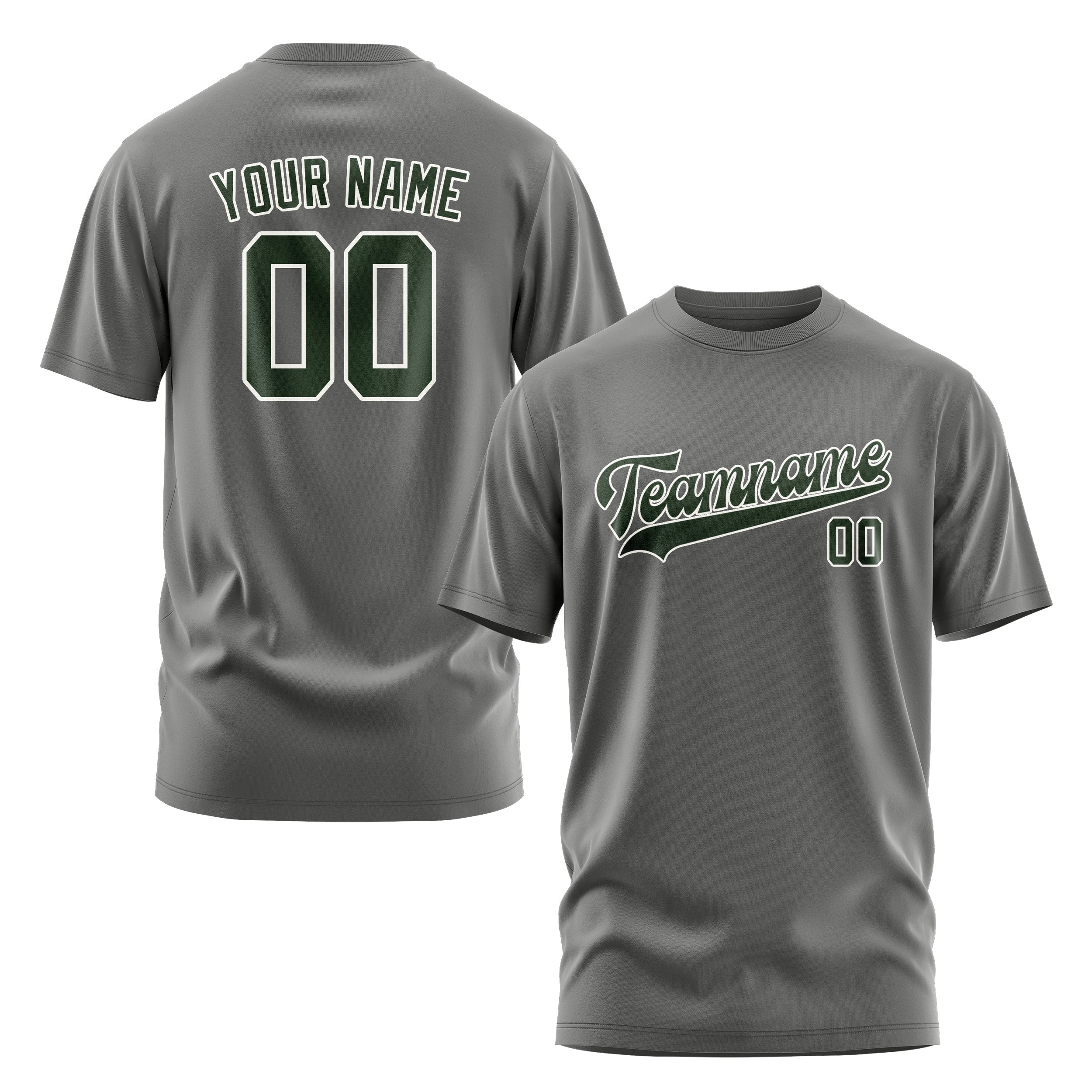 Maßgeschneidertes Dunkelgrau Tannengrün T-Shirt