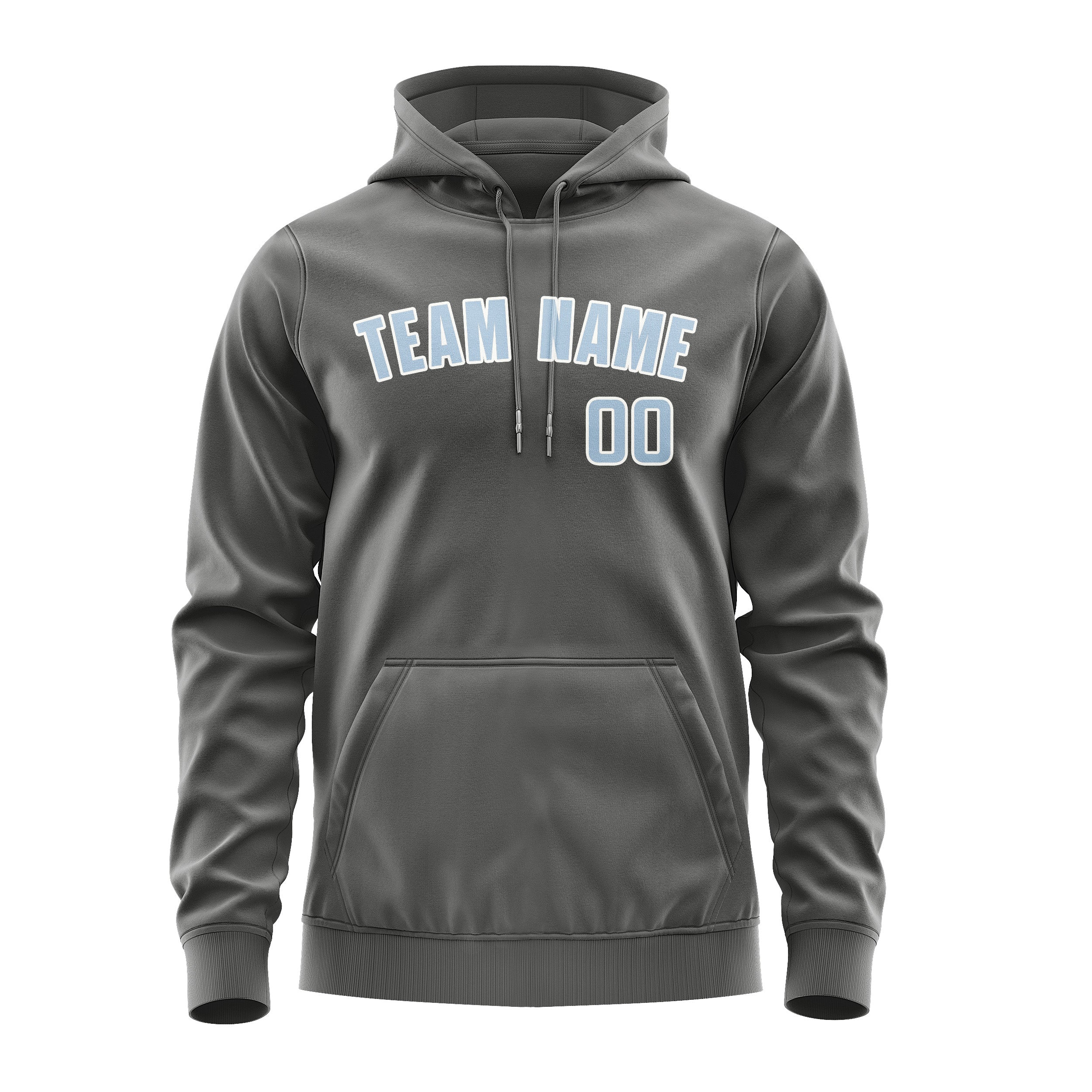Maßgeschneidertes Dunkelgrau Hellblau Hoodie