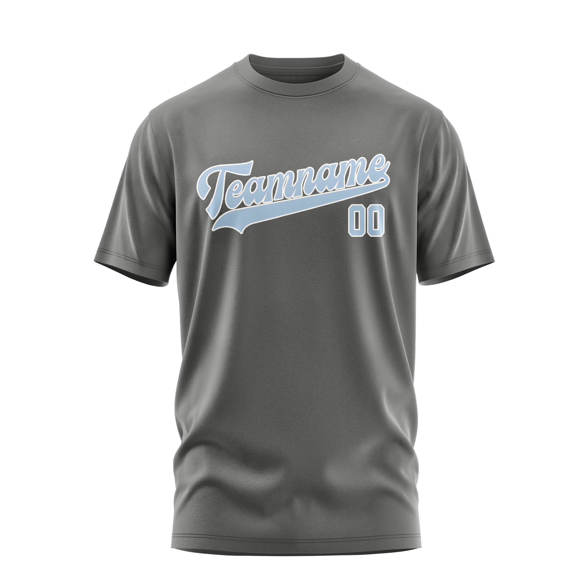 Maßgeschneidertes Dunkelgrau Hellblau T-Shirt